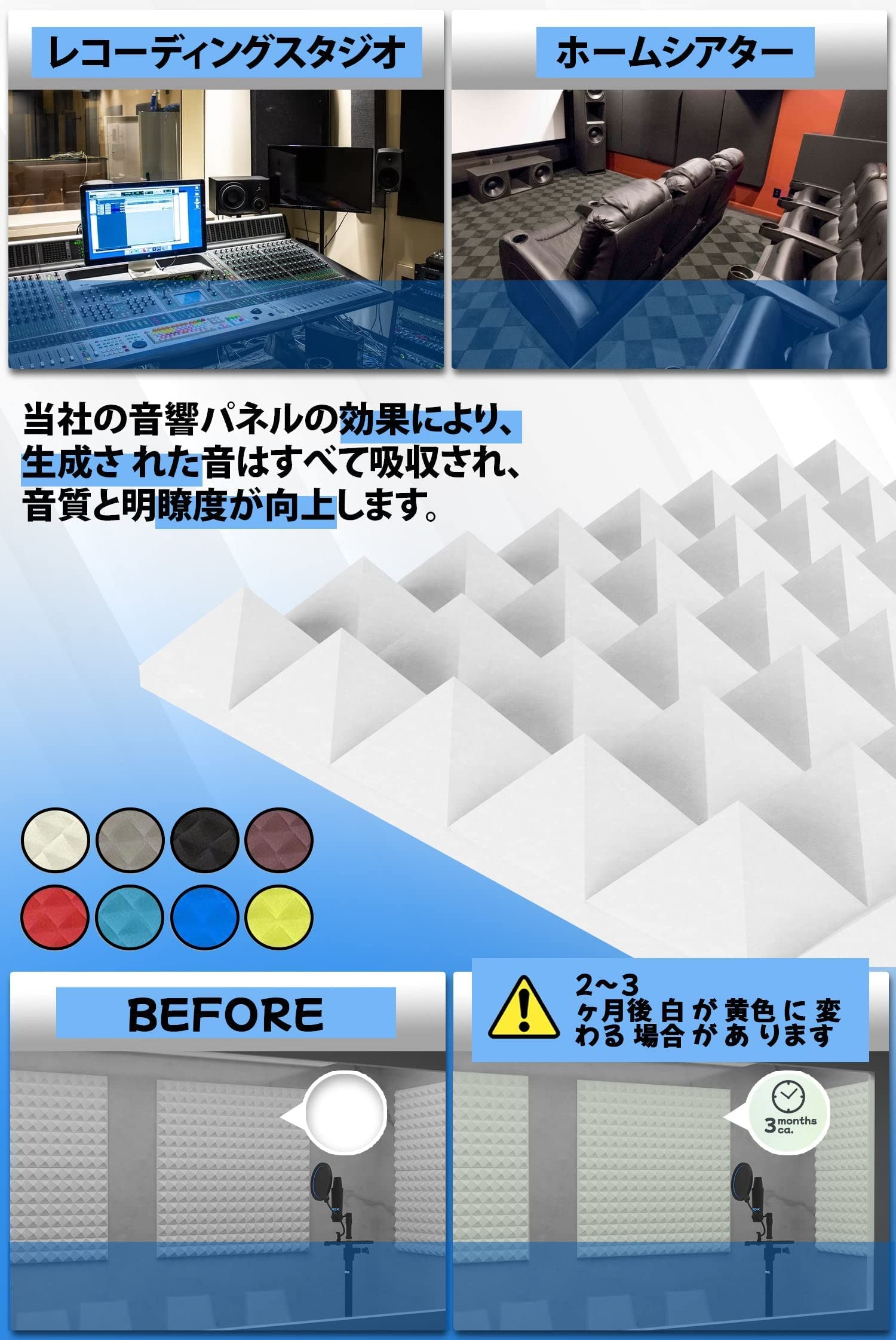 響音材 Amazon.co.jp: AGPTEK 吸音材 30*30*1CM（12枚, 黒） 全面糊つき