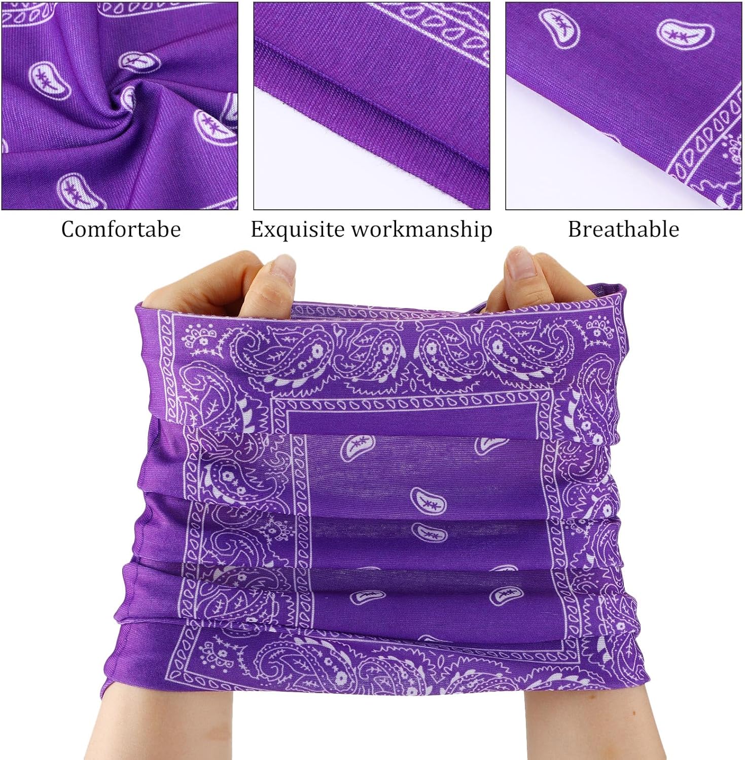 Cozypower 100 Pcs Paisley Neck Gaiter Bulk Seamless Bandanas UV Balaclava Face Mask Headband for Men Women Sports Running - Image 3