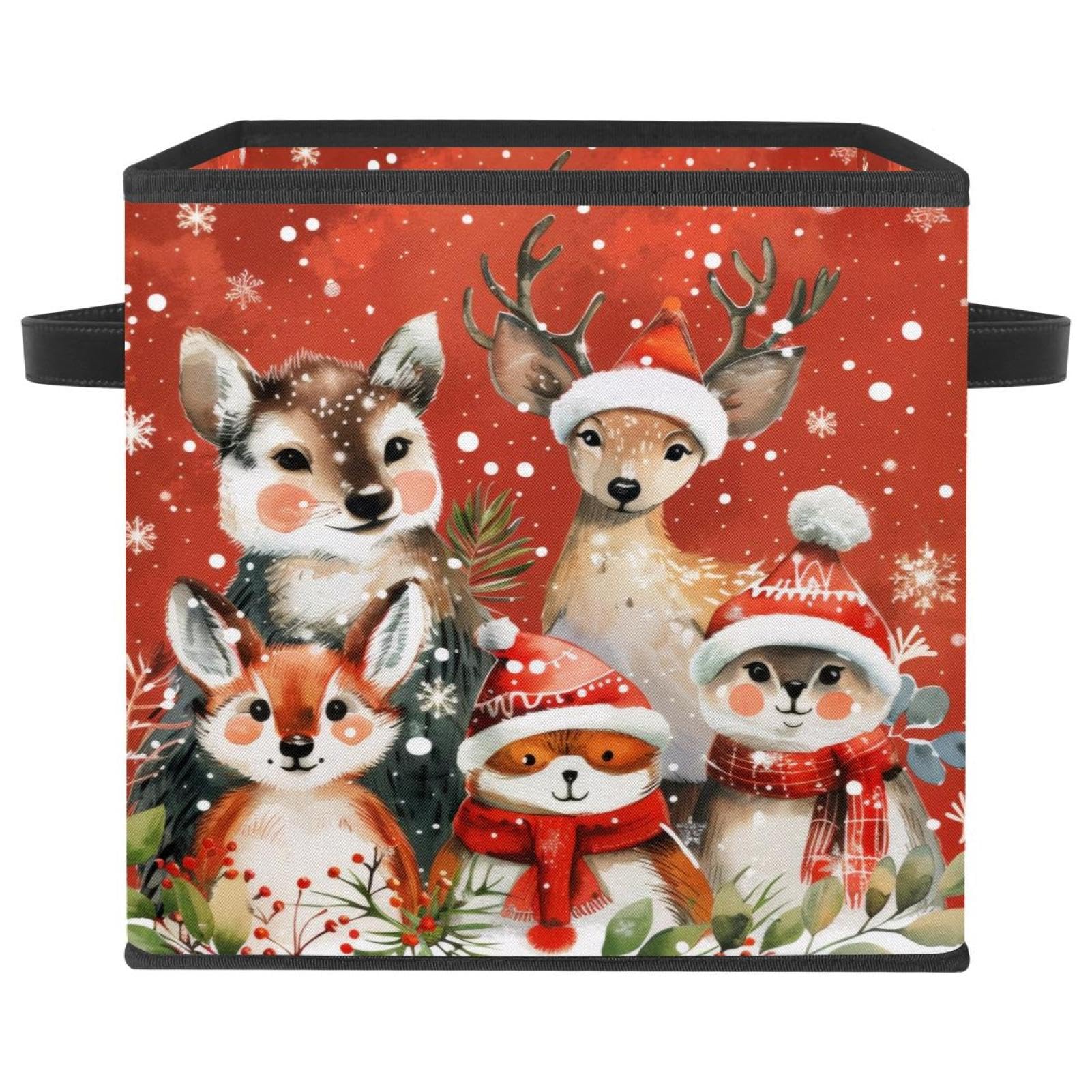 Panier de rangement pliable de Noël rouge en tissu Oxford pour organiser la chambre des enfants