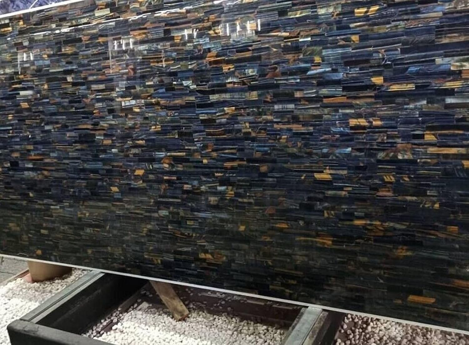 Tiger Eye Stone Dining Table Top for Hallway Decor 18 x 24 Inches Resin Kitchen Table Top with Elegant Look