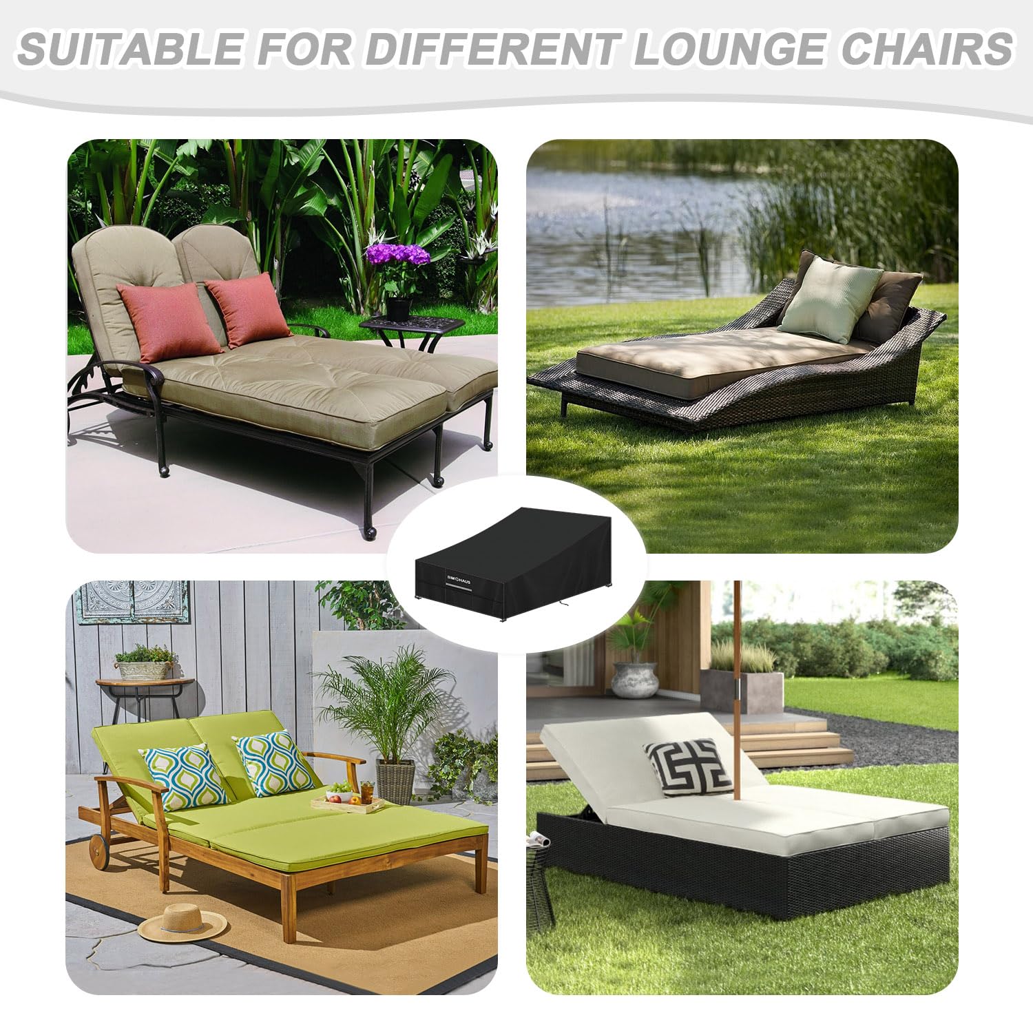 Schutzhülle Gartenliege Abdeckung für Doppelliege Outdoor 2 Personen,Wasserdicht Abdeckung Liege,Schutzhülle Doppel-Sonnenliege Winddicht UV-Beständig 420D Oxford Gewebe 210x150x40/90cm