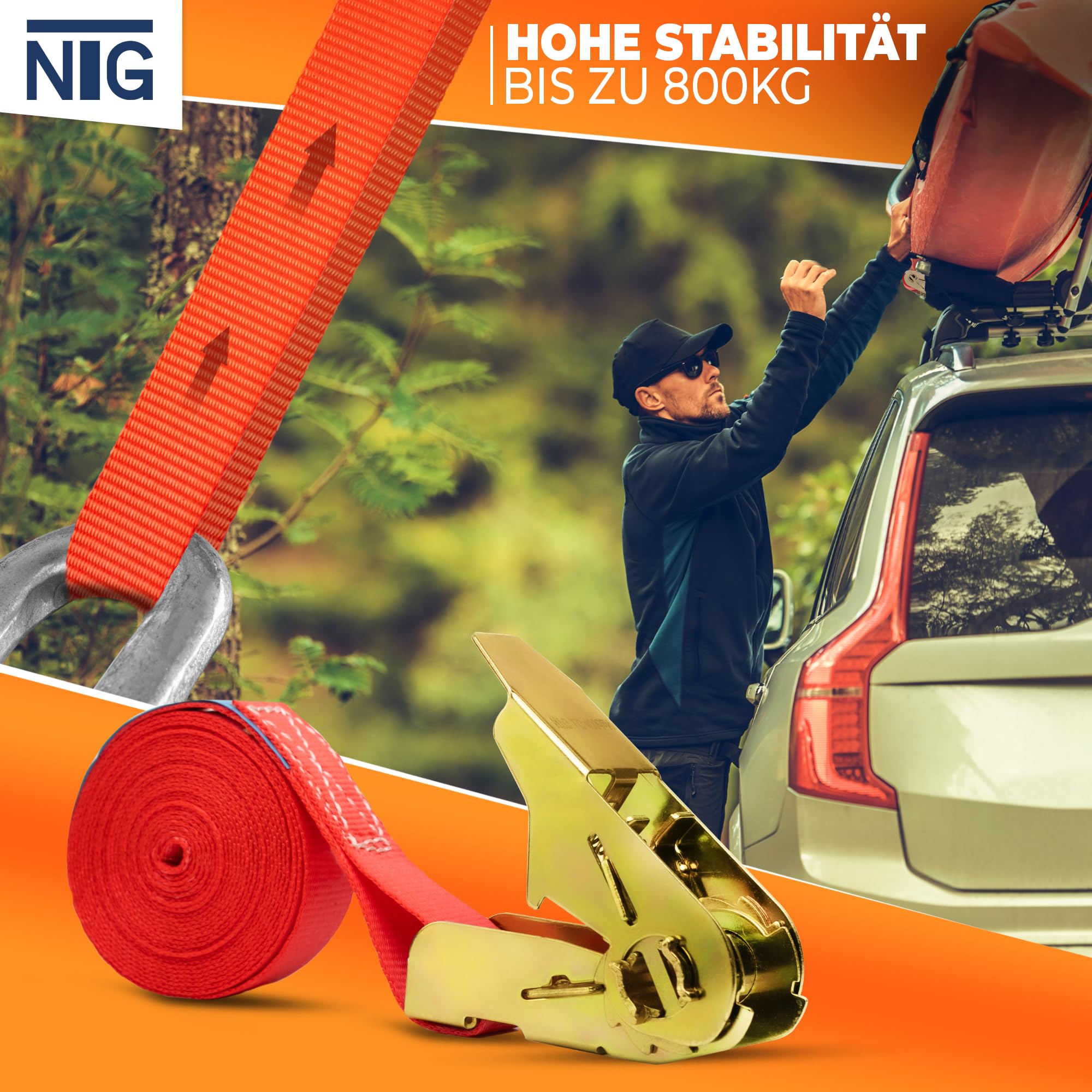 NTG Spanngurte mit Ratsche 800 kg 4 m 20 Stück - 25 mm TÜV GS Zertifiziert | Stabile wetterfeste Zurrgurte Ratschengurte nach DIN EN 12195-2 - Ladungssicherung für LKW Anhänger Transporter