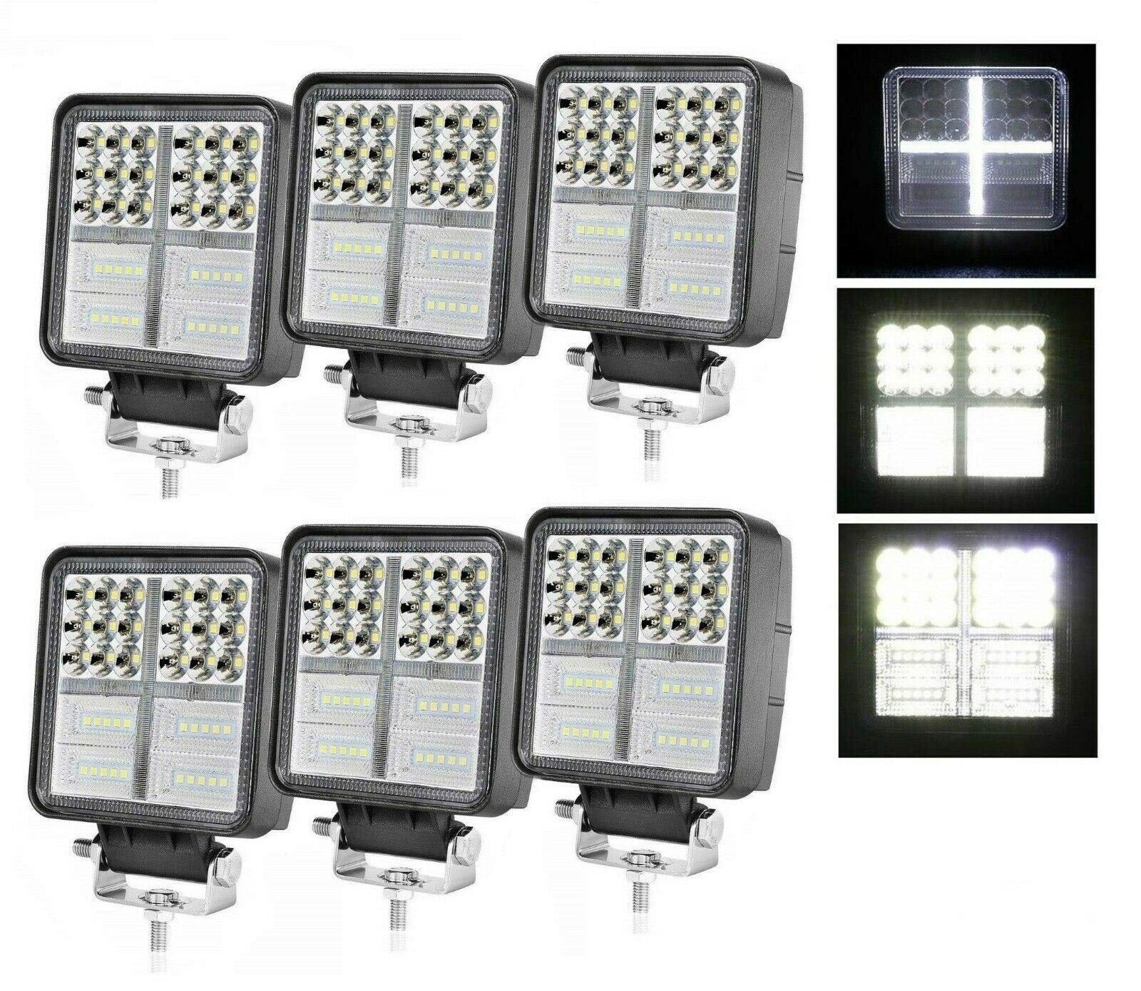 AB flexzon 6x 4 LED 162 W kwadratowa praca przeciwmgielna miejsce DRL nurkowanie białe krzyż światła lampa 24 V 6500 K
