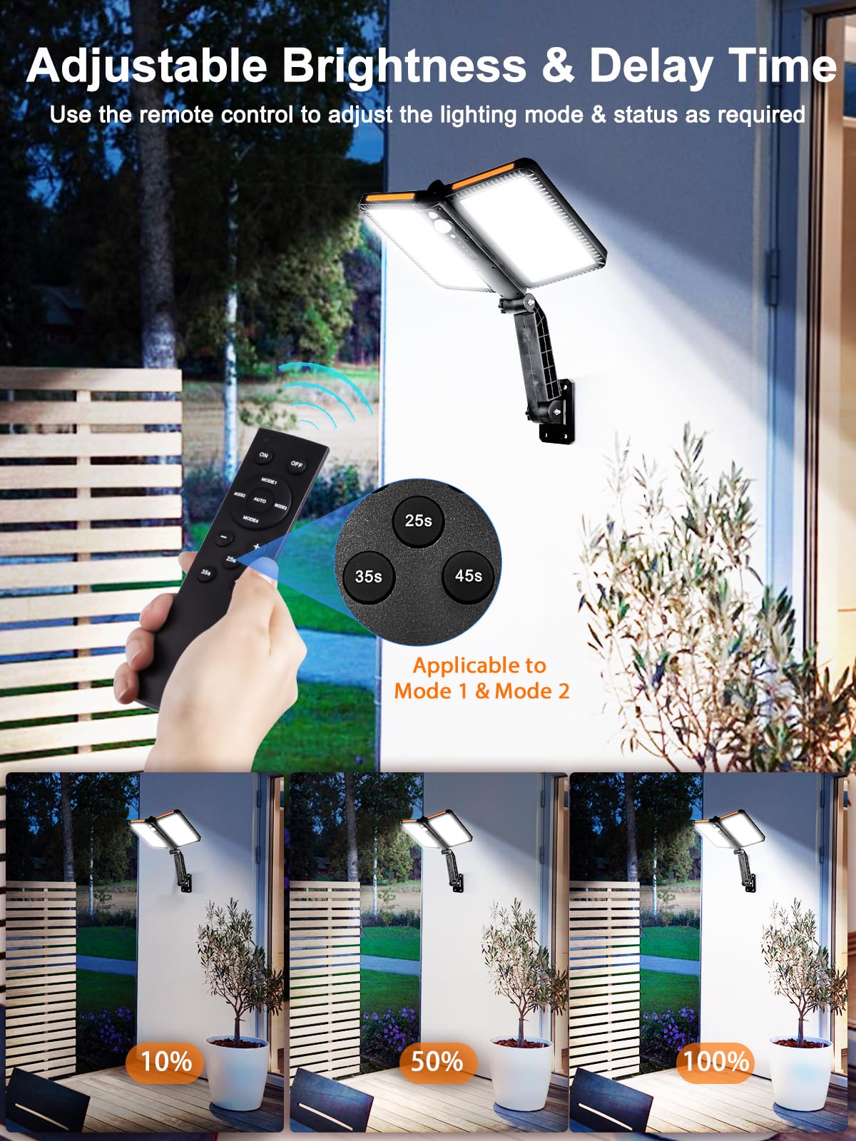 Moman Solarleuchten für Außen, 218 LED Strahler mit Bewegungsmelder Außen 5 Modi 4400mAh IP65 Wasserdicht 2Pcs Solarlampe mit Fernbedinuntg für Garten,Solarlampen-Außen-Bewegungsmelder-LED-Strahler
