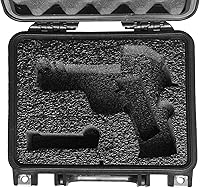 Vista 4 de Case Club Funda para S&W M&P y 3 cargadores en estuche impermeable precortado resistente (compatible con óptica y accesorios debajo del barril)