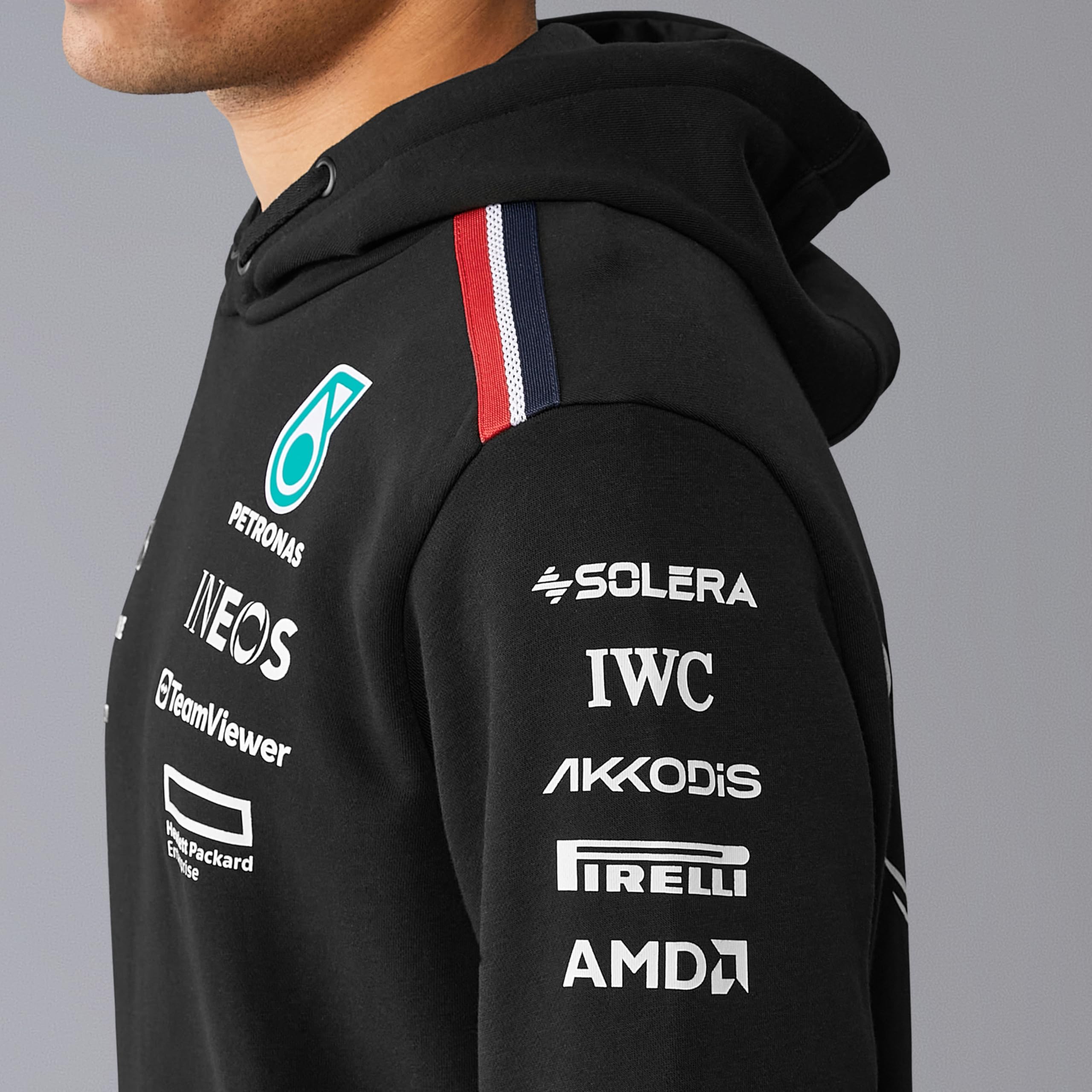 Mercedes AMG Petronas Sudadera con Capucha para Hombre F1 Team 2024 - Negro - Tamaño: XL