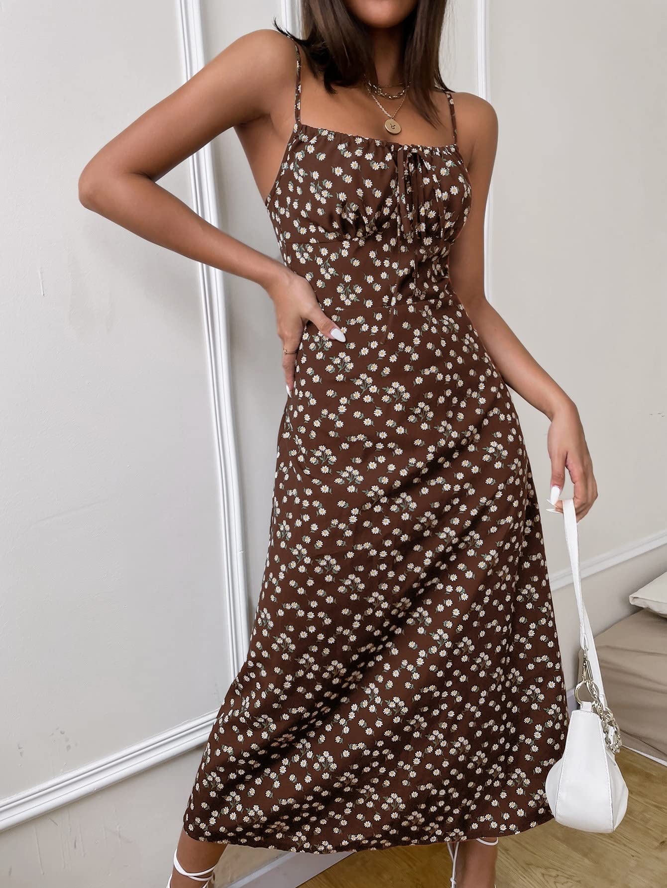 brown floral slip dress PASSIONATE PEACOCKS SLIP DRESS – TILTED LOTUS