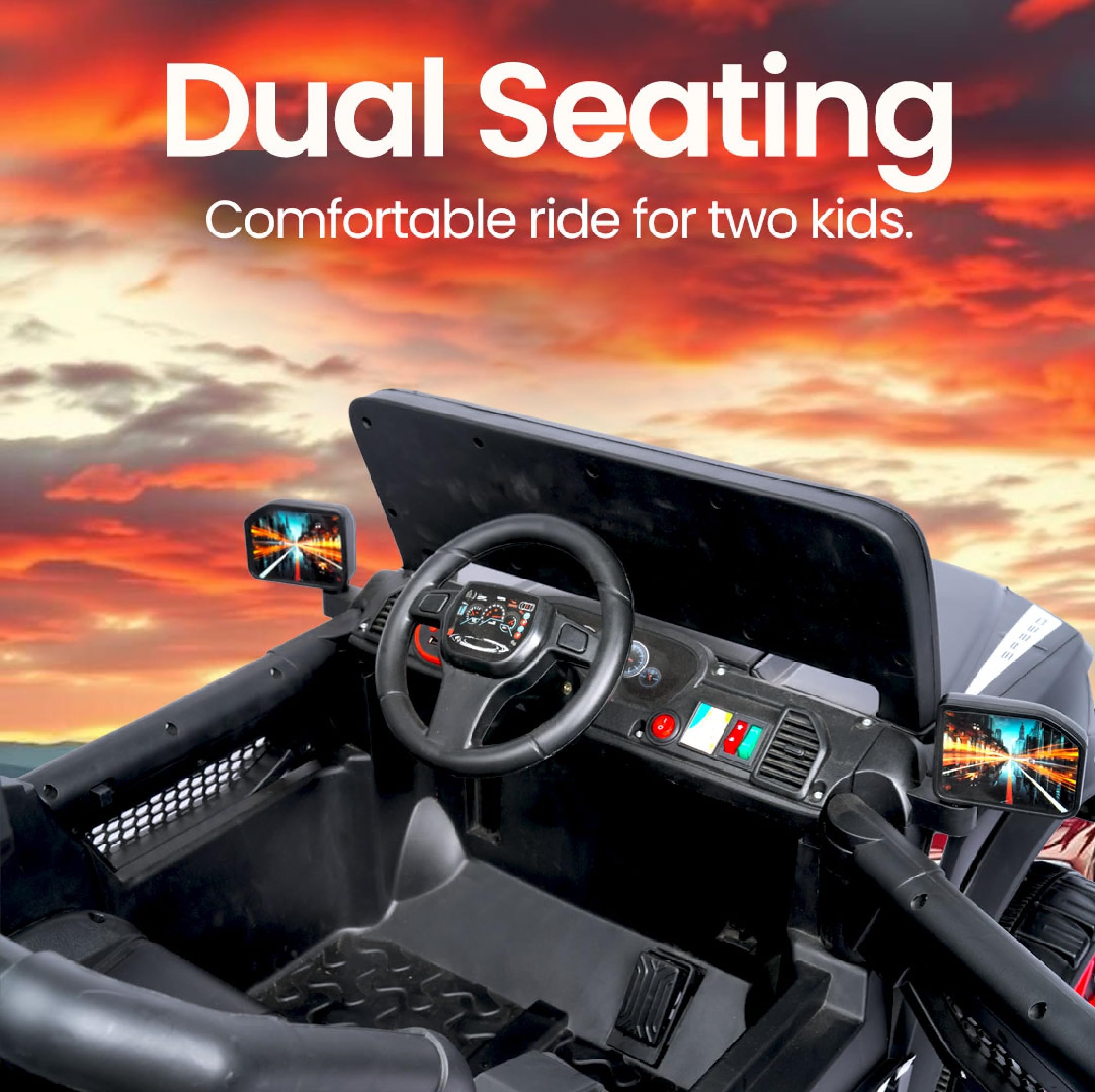 Luusa Thunder Battery Operated Jeep for Kids, Ride on Toy Kid Car with RGB Windshield Light & Music | Electric Jeep Battery Cars | Baby Big Car for Kids to Drive 3 to 8 Years Boys Girls - Image 5 thumbnail