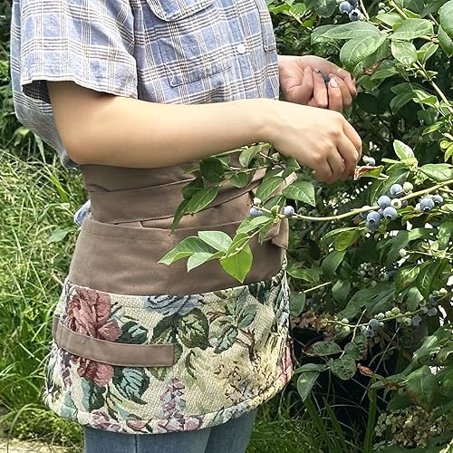 Miniatura 6 de Delantal de jardín para mujer, delantal de servicio lindo, delantal de flora con 8 bolsillos, regalo de San Valentín para mamá, esposa, novia