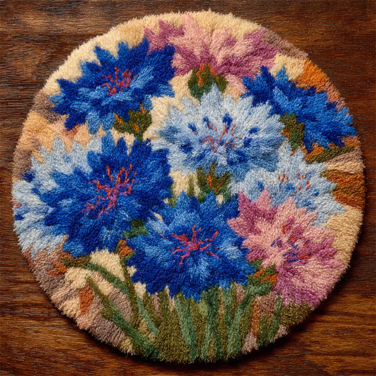 Kitquiver Latch Hook Kit Rug Fantasy Flowers Latch Hook Kit for Beginners，Tapestry Carpet Latchs Set for Adults Self Knotting Set DIY Craft Kits 60x60cm