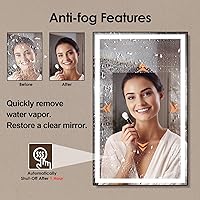 Vista 4 de Espejo de baño LED enmarcado de 24 x 36 pulgadas, espejo de tocador grande regulable con luces retroiluminadas y espejos delanteros iluminados