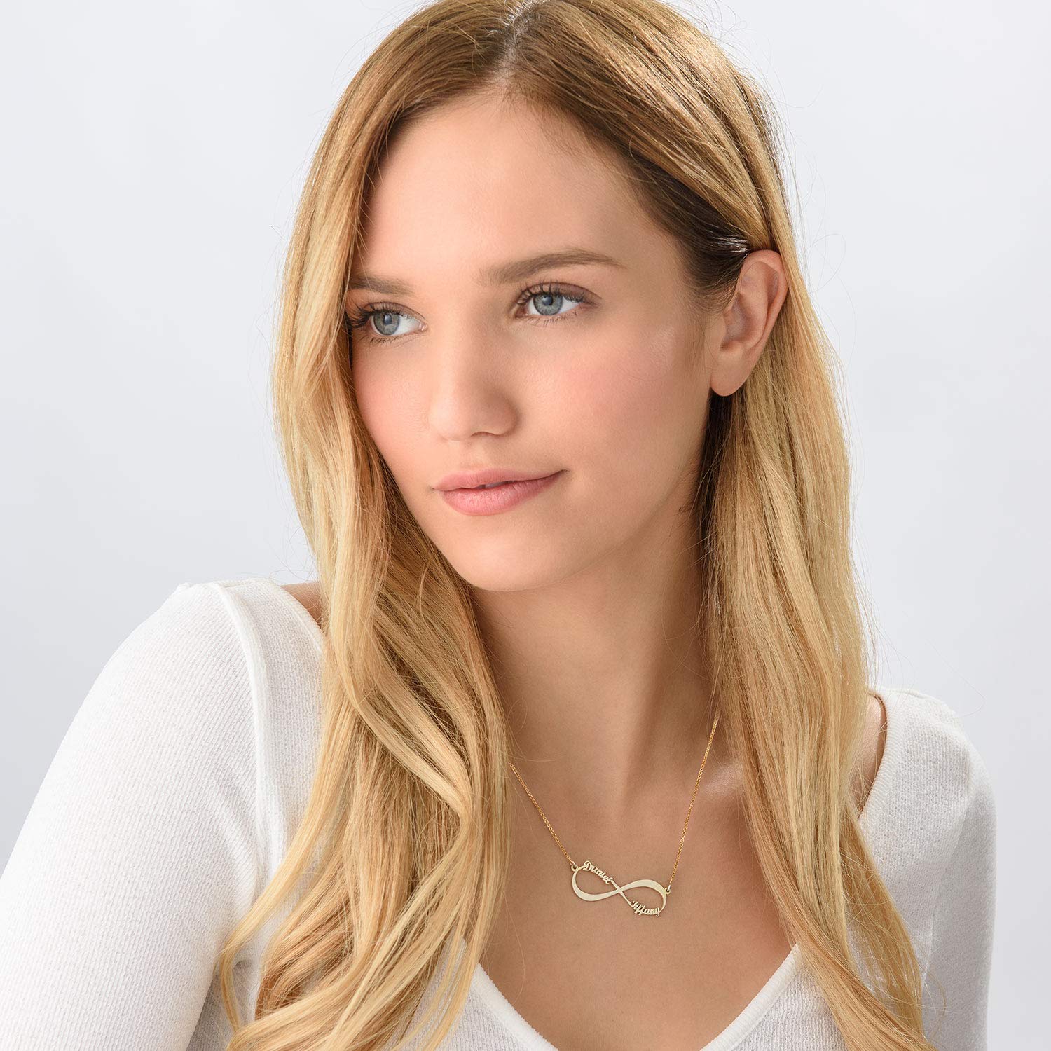 MyNameNecklace MYKA Collar Infinito Personalizado con Nombres en Plata - Regalo para Ella, Regalos para Mamás