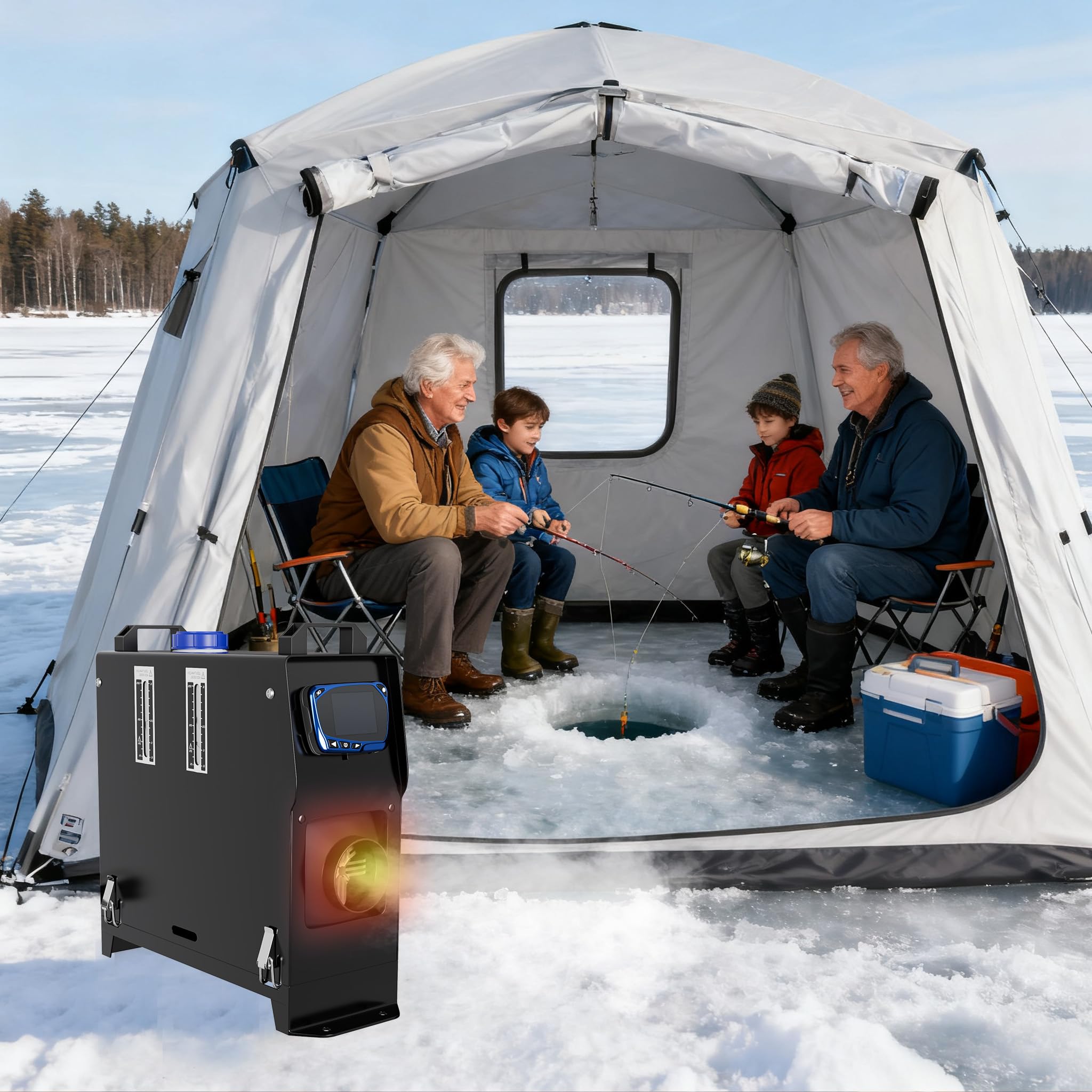 ACXIN 12V 8 kW nagrzewnica postojowa na olej napędowy, ogrzewanie powietrza z wyświetlaczem LCD i pilotem zdalnego sterowania, 360° wylot powietrza, przenośna nagrzewnica na olej napędowy do