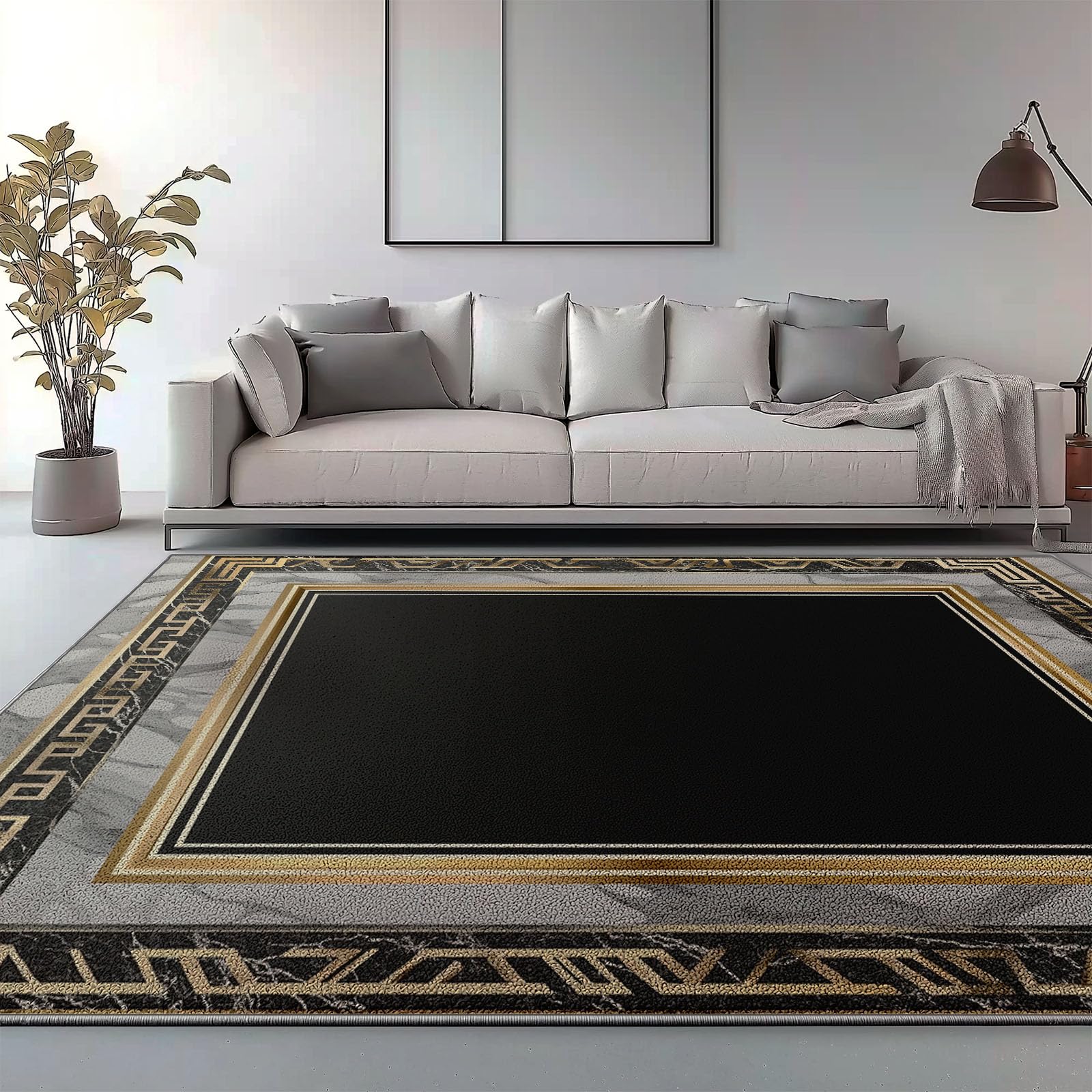 Tapis Salon 140 x 200 cm Luxe Minimaliste Doux Poils Courts