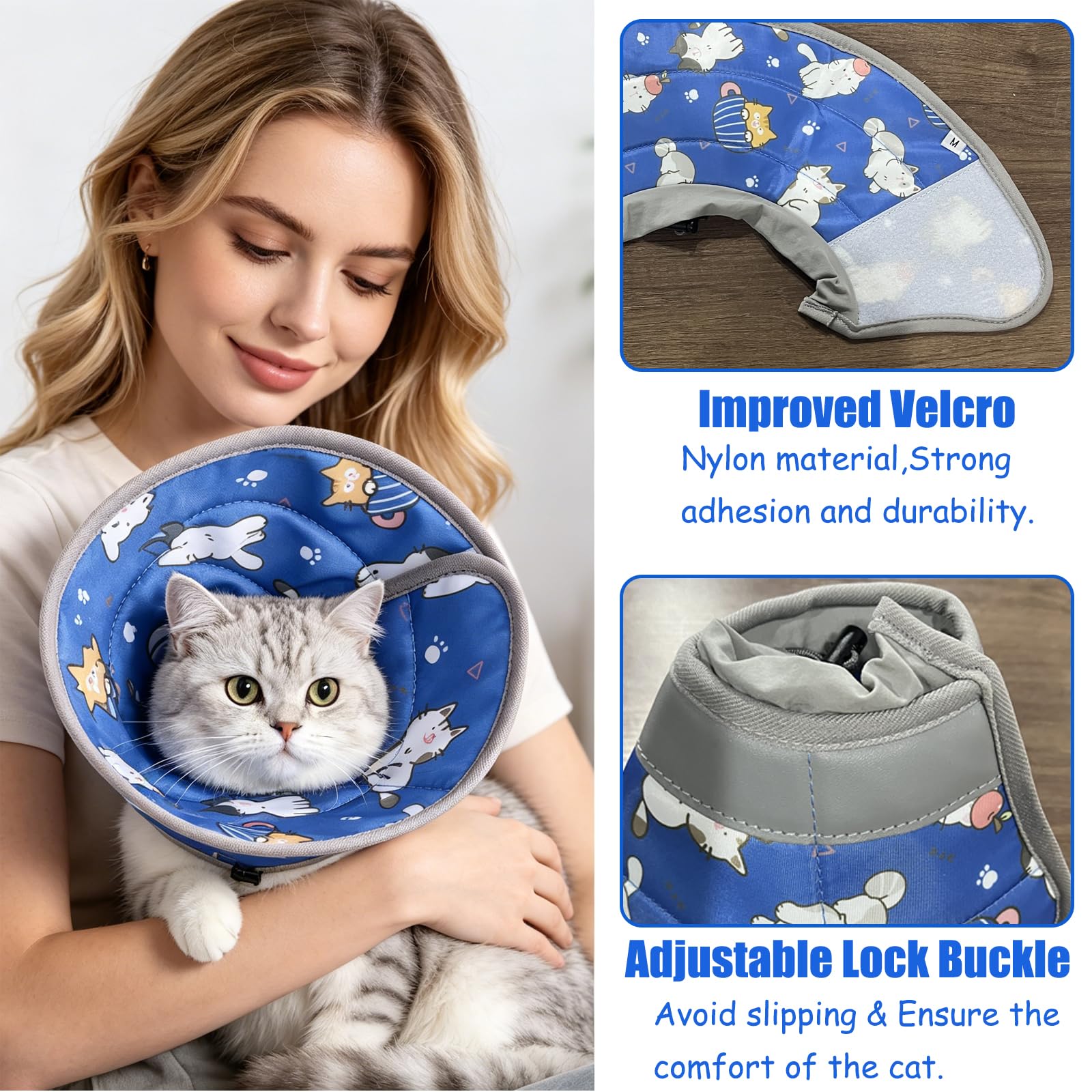 Colerette Chat Anti Léchage,Réglable Souple Doux Collerettes pour Chats Après Chirurgie,Élisabeth Collier Cône de Récupération pour Chiots Petits Chiens(M)