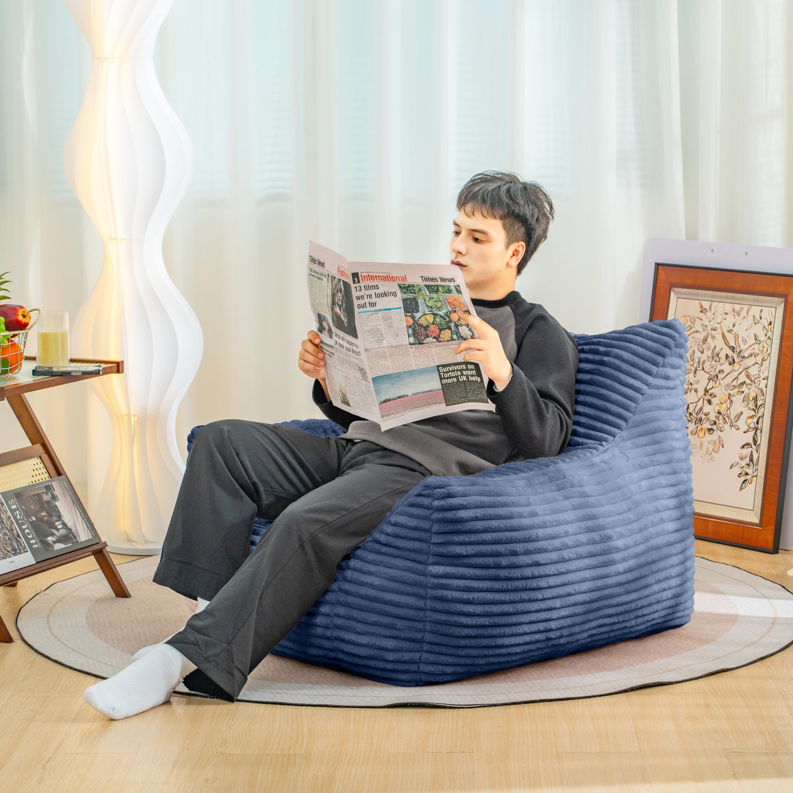 Giant Fur Bean Bag MAXYOYO Giant Round Faux Fur Bean Bag Chair For