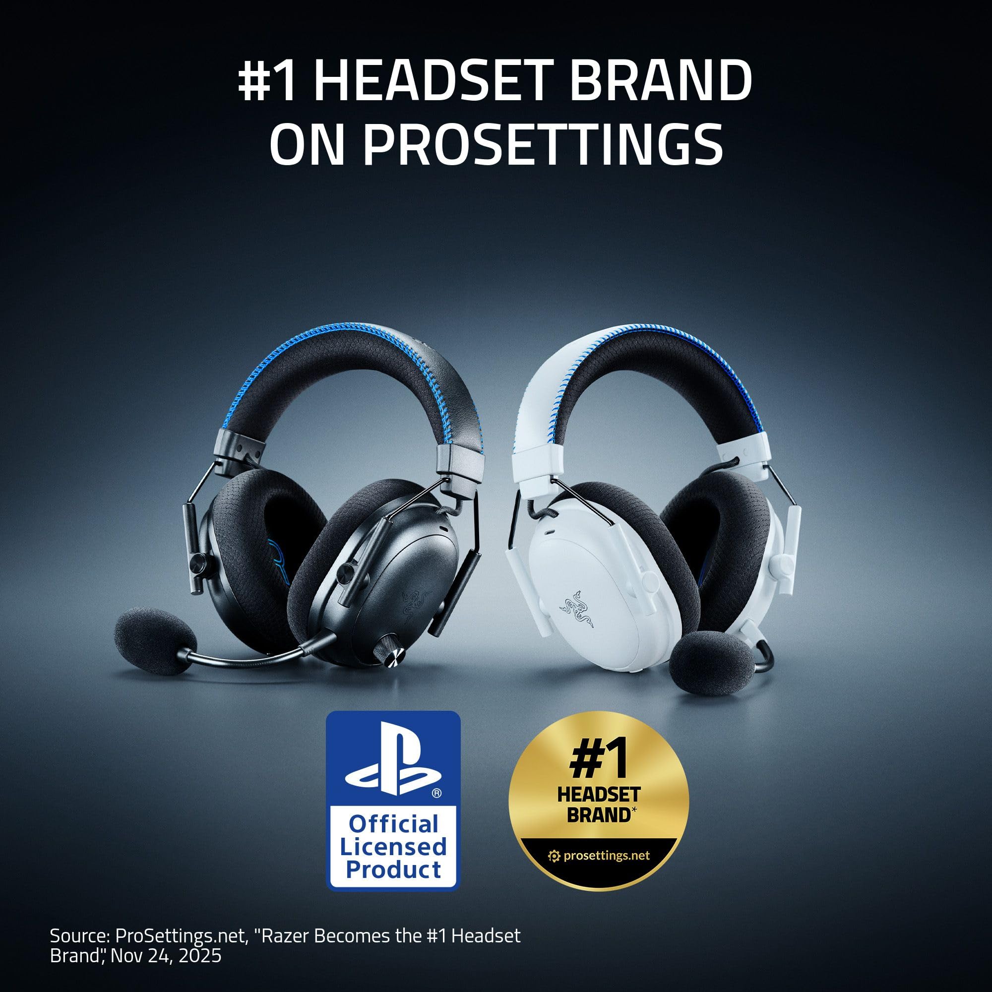 Razer BlackShark V3 Pro - Cuffie da gioco wireless ANC per PS5: microfono a banda completa, driver da 50 mm, 2,4 GHz, Bluetooth, 3,5 mm, funziona con PC, Mac, Nintendo Switch, Smartphone