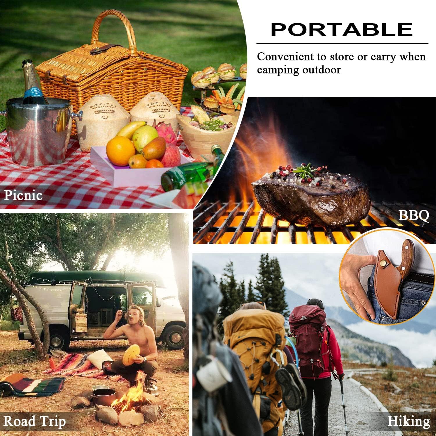 Huusk Viking Knife with Sheath Hand Forged Boning Knife Bundle with Ultimo Knifes with Sheath for BBQ Picnic Camping Outdoor Halloween Kitchen