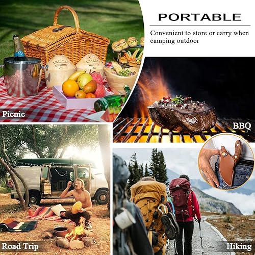 Miniatura 2 de Huusk Sharp - Cuchillo pequeño para carne, con funda de cuero, cuchillo de campamento para cocinar al aire libre, regalo vikingo