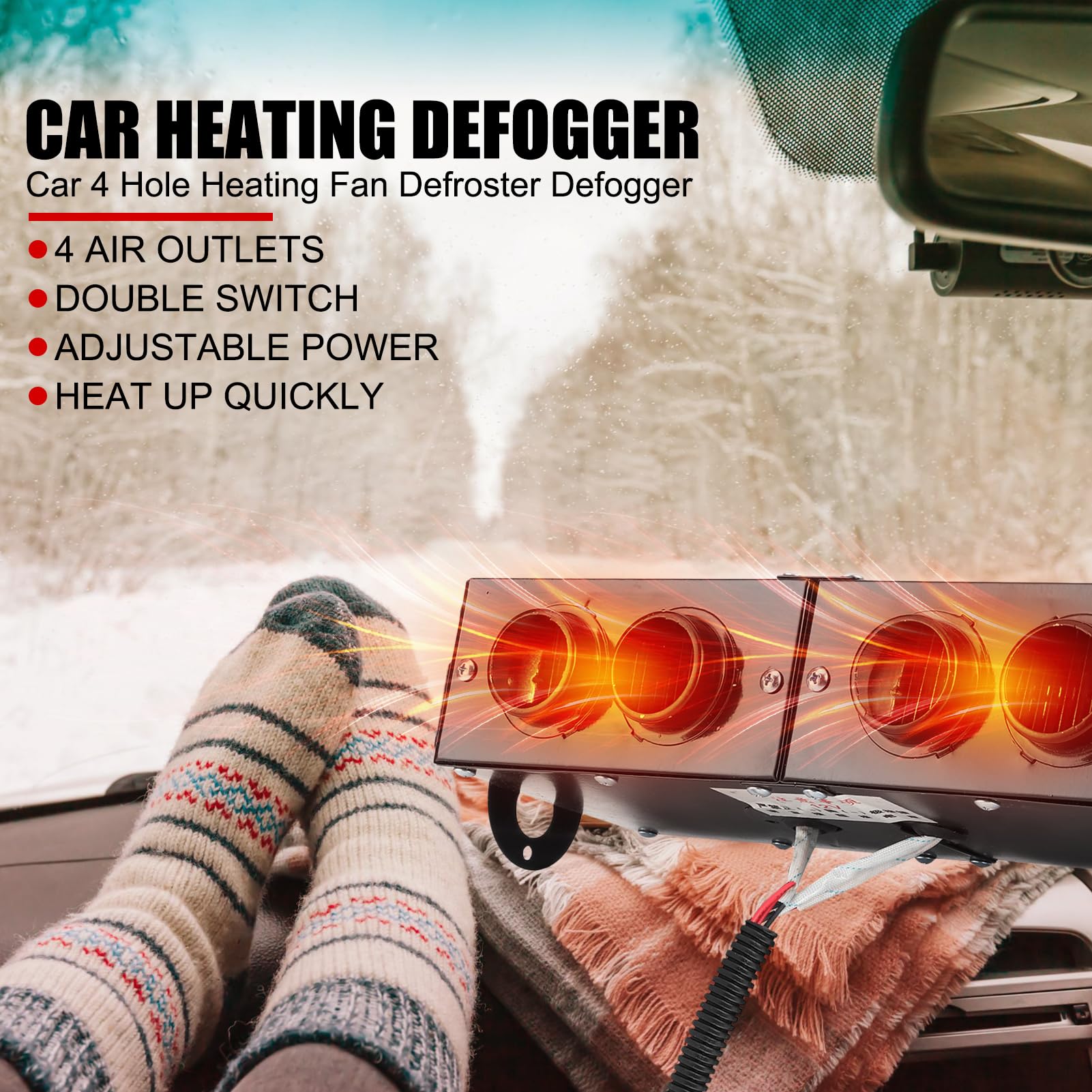 12V Autoheizung Defogger Auto 4 Loch Heizgebläse Defroster Defogger 800W