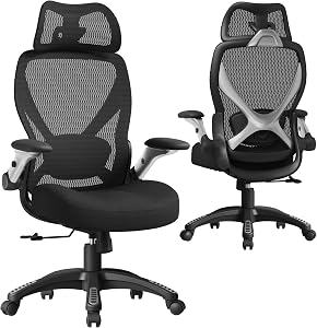 ELABEST X100 Ergonomic Mesh Office Chair, Big and Tall Home Desk Chair with 5D Flip-Up Arms, Adjustable 3D Lumbar Support, Gaming & Executive Computer Chair