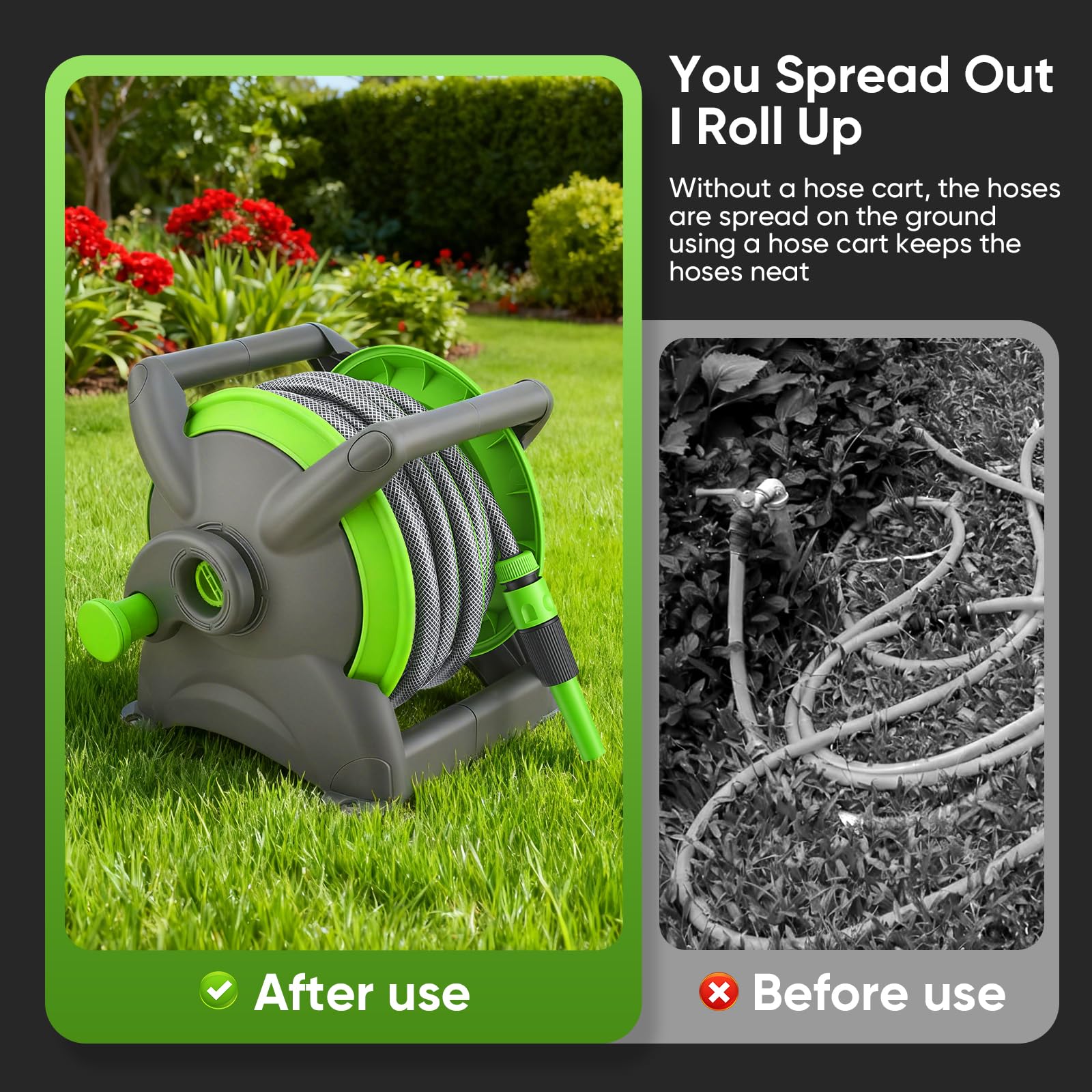 Avvolgitubo Automatico Retrattile 20m, Avvolgitubo da Giardino ad Aria Compressa, Fissaggio a Parete Girevole 180°, Canna Acqua Giardino per Irrigazione Giardino Orto e Pulizia Domestica
