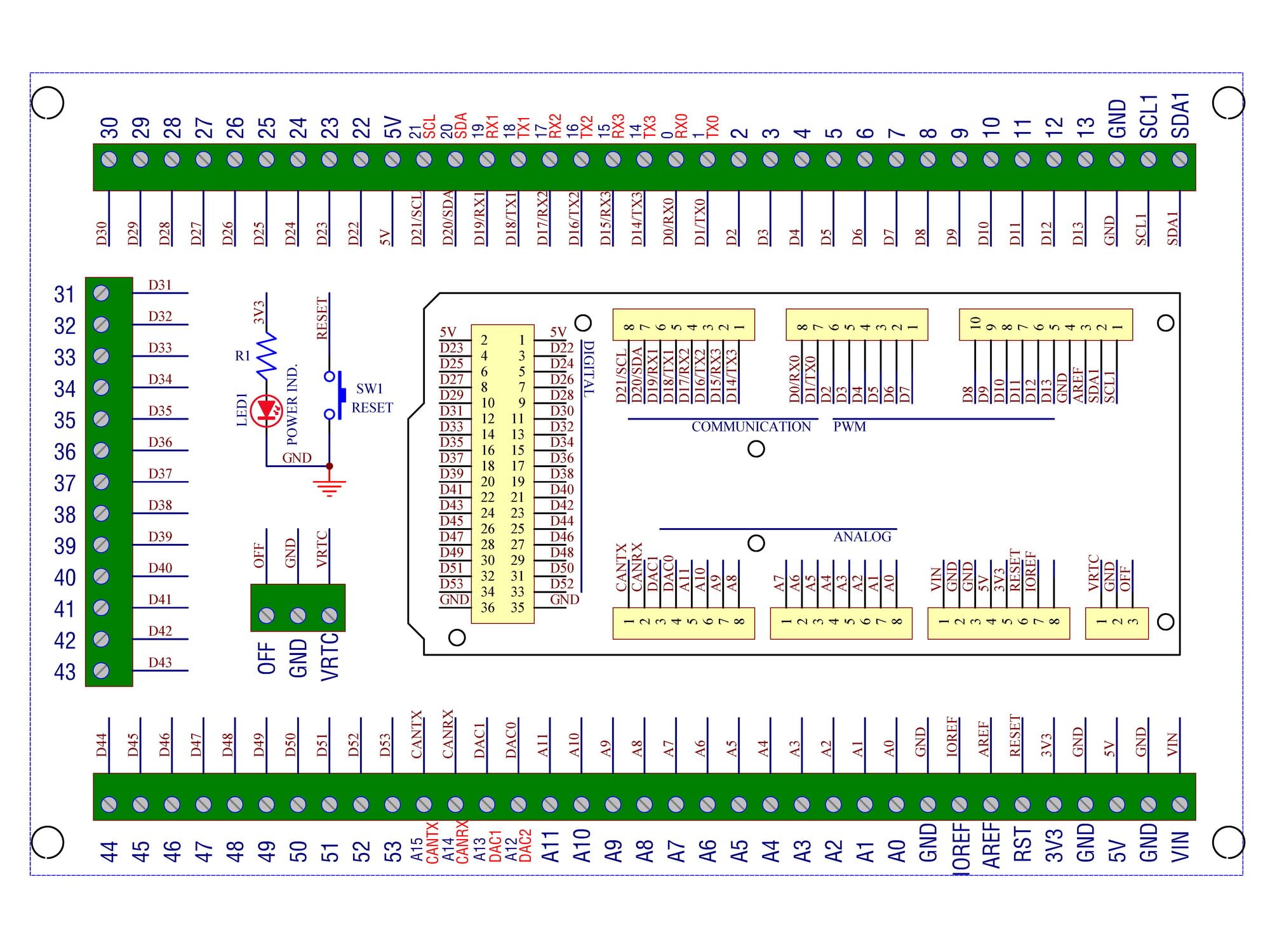 Modulo adattatore morsettiera per Arduino GIGA R1 WiFi, guida DIN o montaggio a vite, scheda breakout GPIO, versione standard