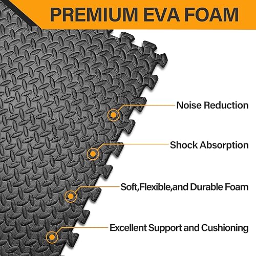 Miniatura 4 de ZENY Tapete de ejercicio de rompecabezas, 24 azulejos extra gruesos de espuma entrelazados de 3/4 pulgadas, tapete de yoga en casa para gimnasio,