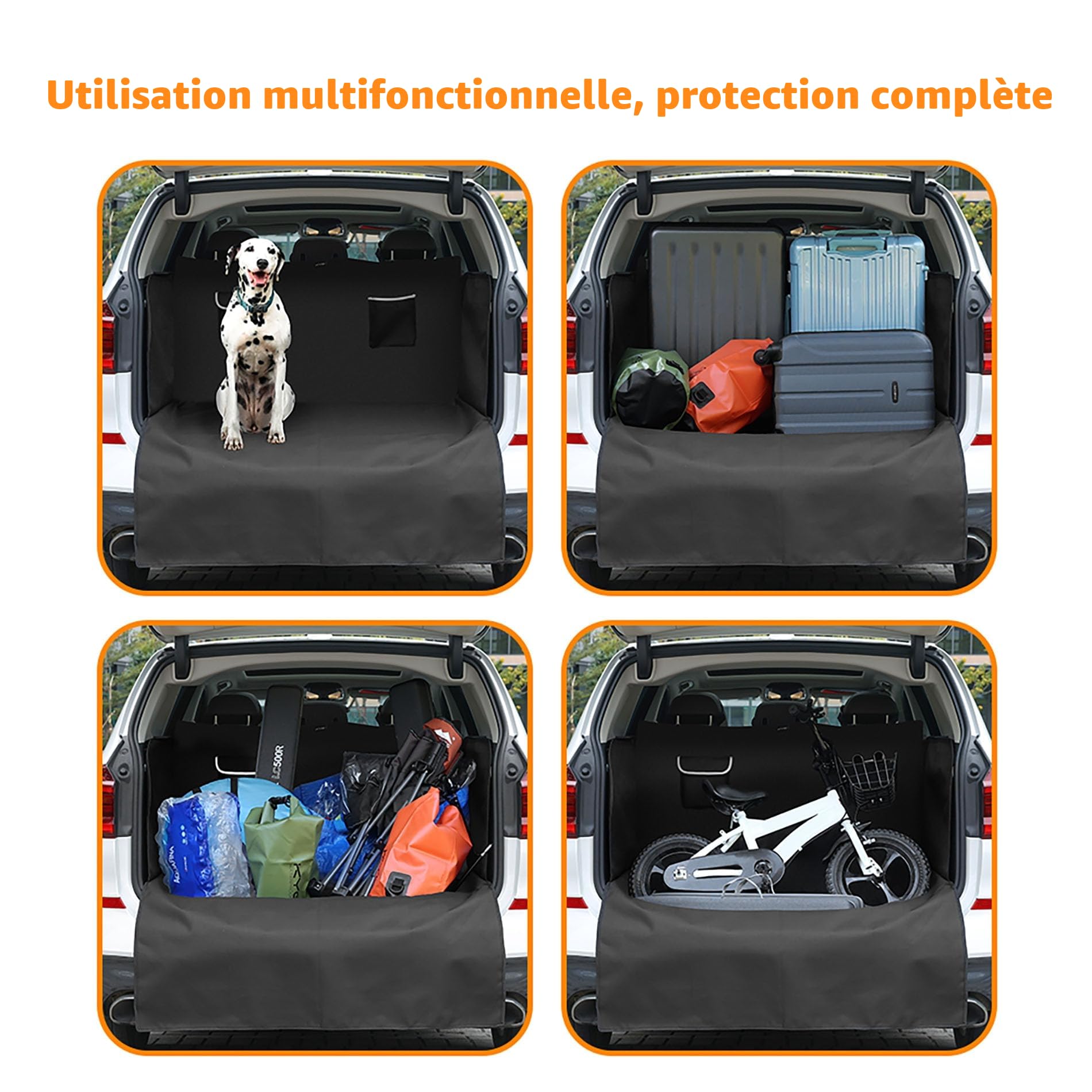 KYG Protection de Coffre Universelle avec Protection latérale - 185 x 115 x 48 cm - Couverture pour Chien XXL - Imperméable, Antidérapante, Résistante aux Rayures - pour Voiture, Break
