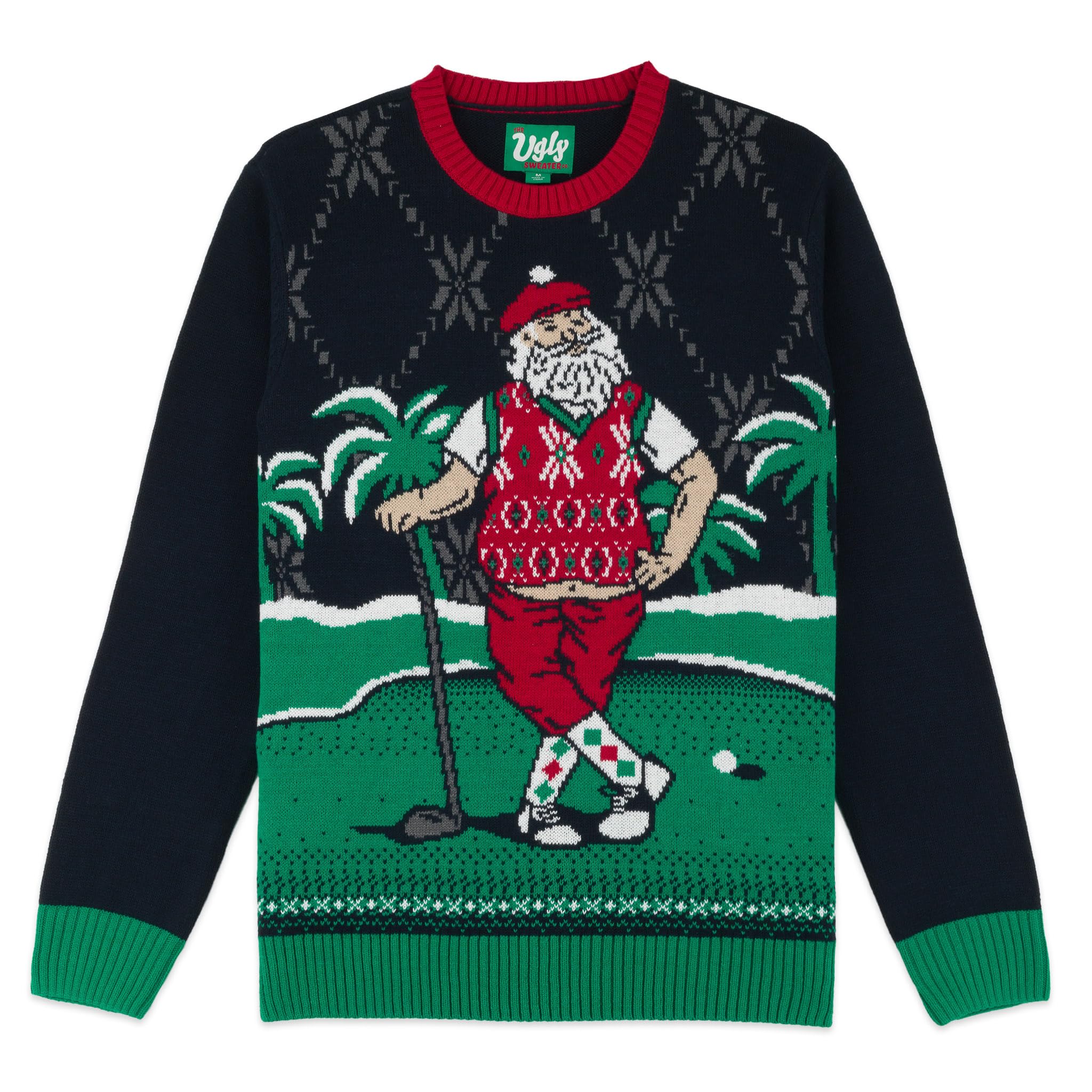 Mens Sports Golf Sports Ugly Christmas Sweater for Holiday Fun Design, Snug Fit Breathable Crewneck