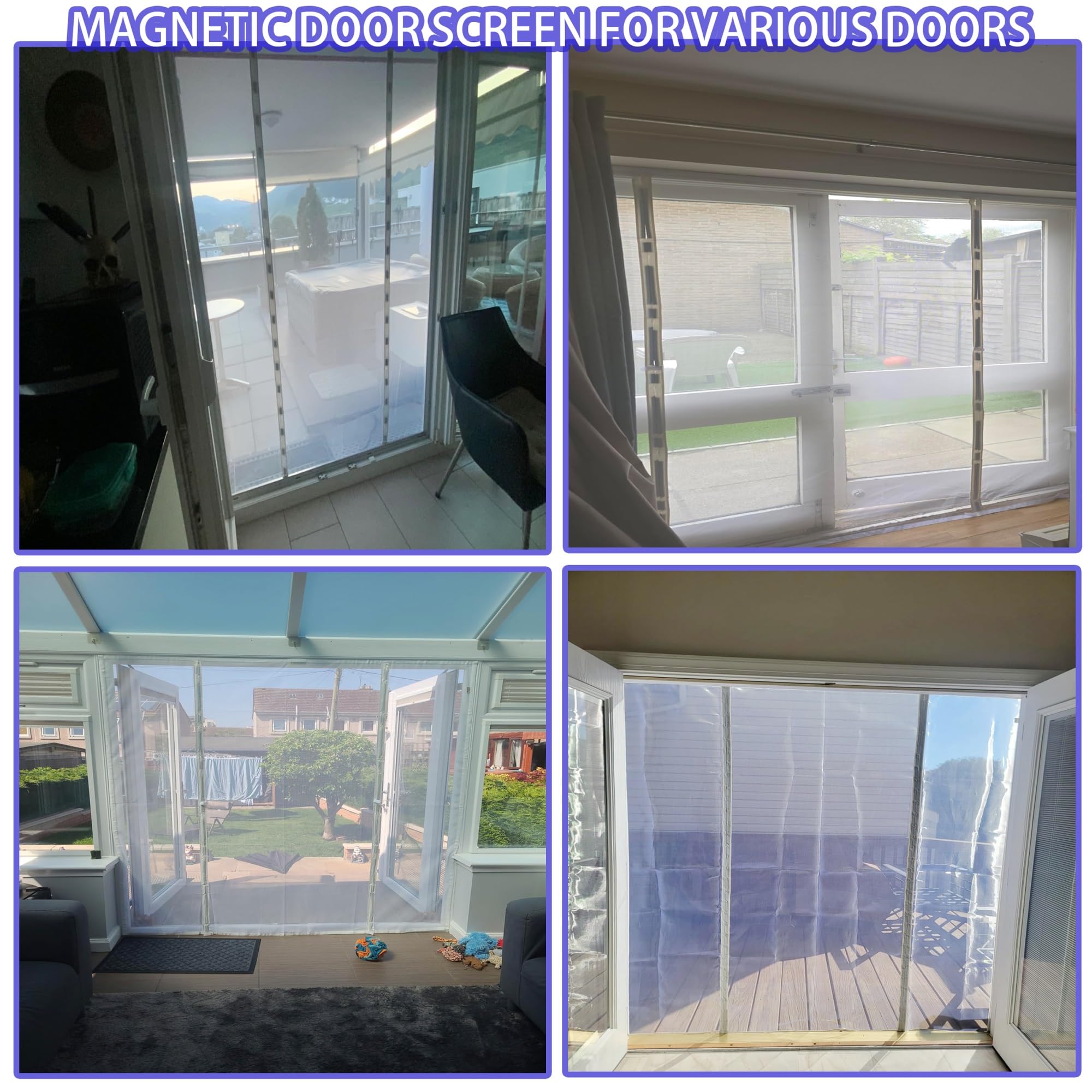 Moustiquaire Porte Fenetre Aimantée Magnetique, 320x200 cm Rideaux Anti Mouches pour Double Porte, Rideaux Toile Insect Ecran, Moustiquaire Baie Vitree Coulissante, Magnétique Moustique ‎Blanc