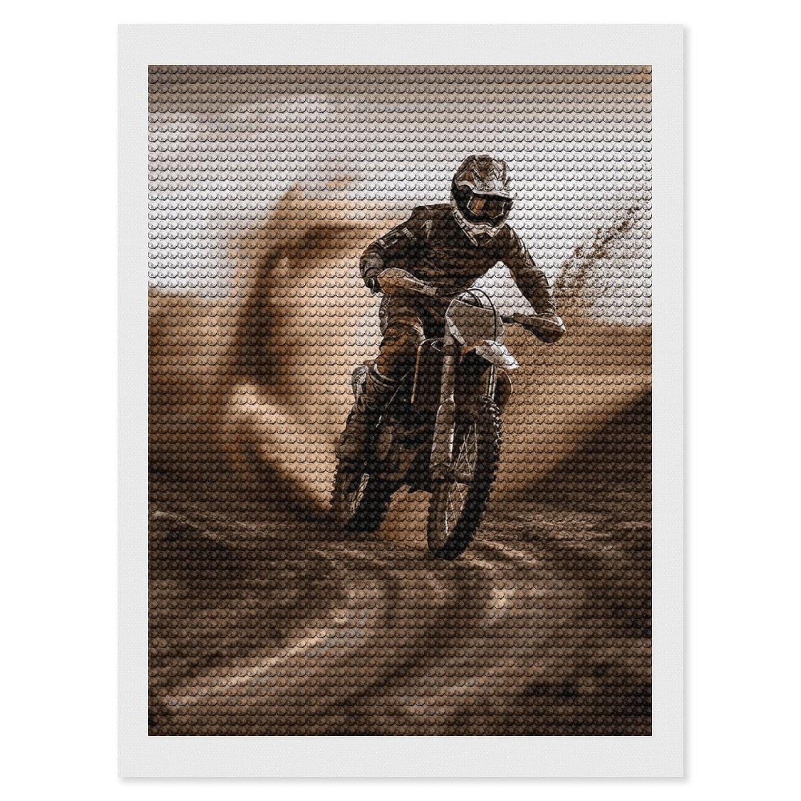 DWVTSLH Motocross Diamond Painting Kits for Adults, Personalized Diamond Photo Art Full Drill, DIY 5D Diamond Art Painting Kits for Beginners, Home Wall Decor 12"x16"