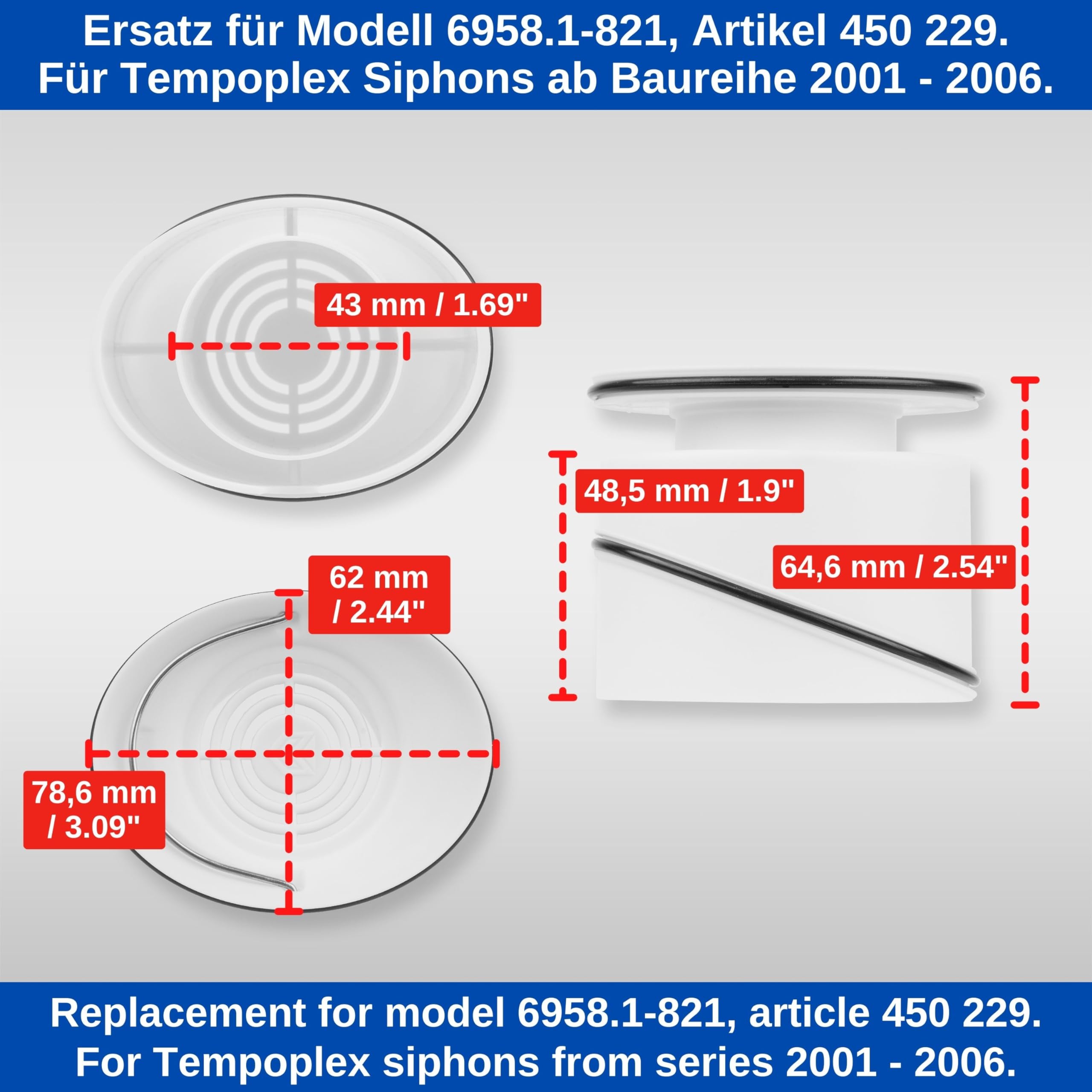 Filtre à Cheveux Pour Douche - Compatible Viega Tempoplex 6961.99 - Anti-bouchage Facile à Nettoyer - 8