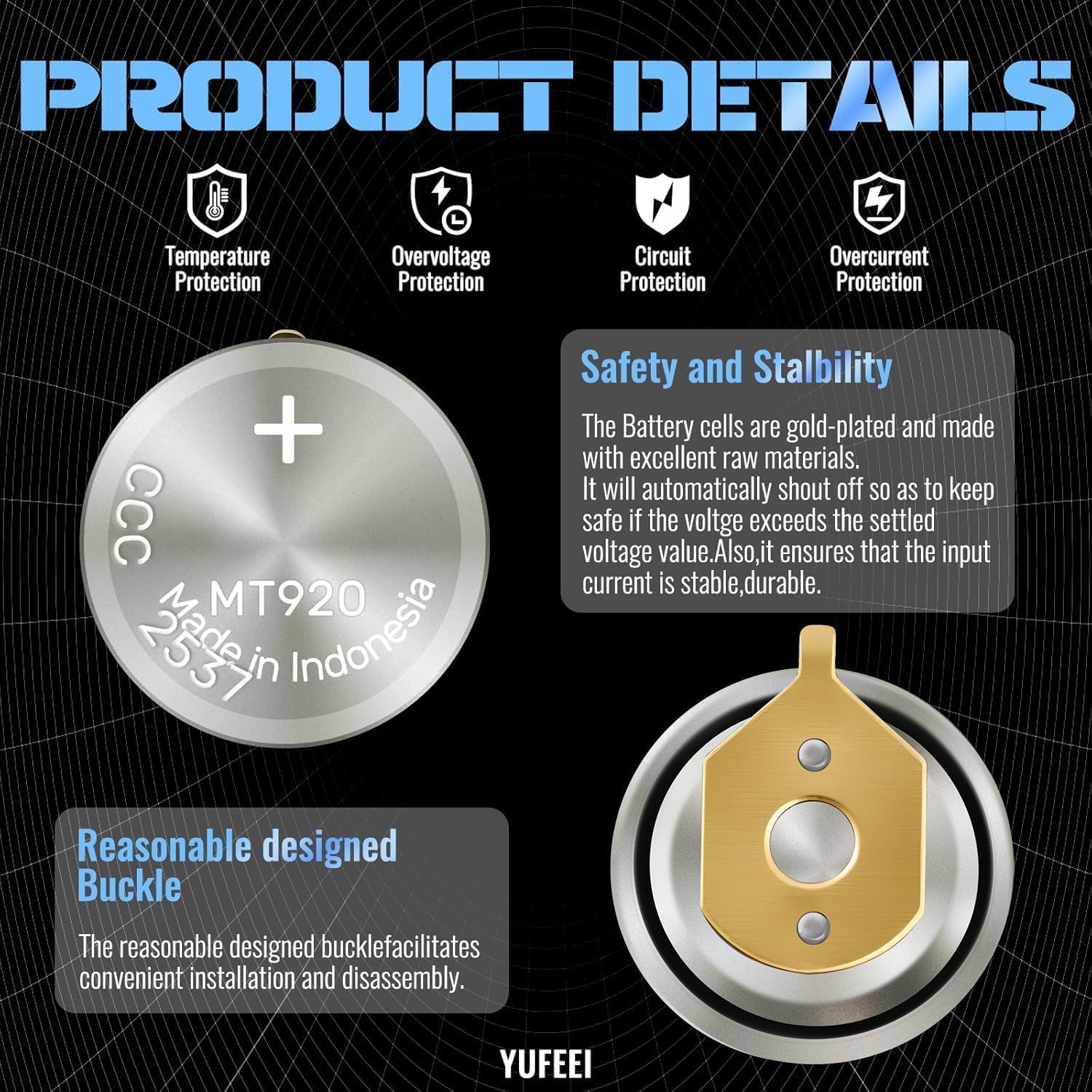 Batteria per orologio 295-5600, compatibile con Citizen Eco-Drive serie modello 295-5600/MT920, adatta per modelli C650, E810, E811, 7821, B620, condensatore sigillato, batteria ricaricabile