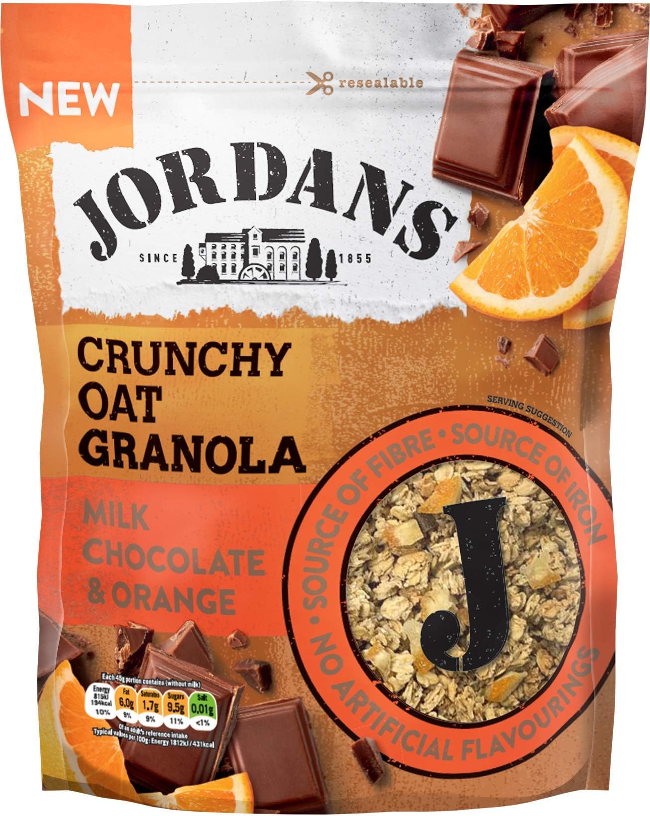Jordans Crunchy Granola Chocolate and Orange, 550 g