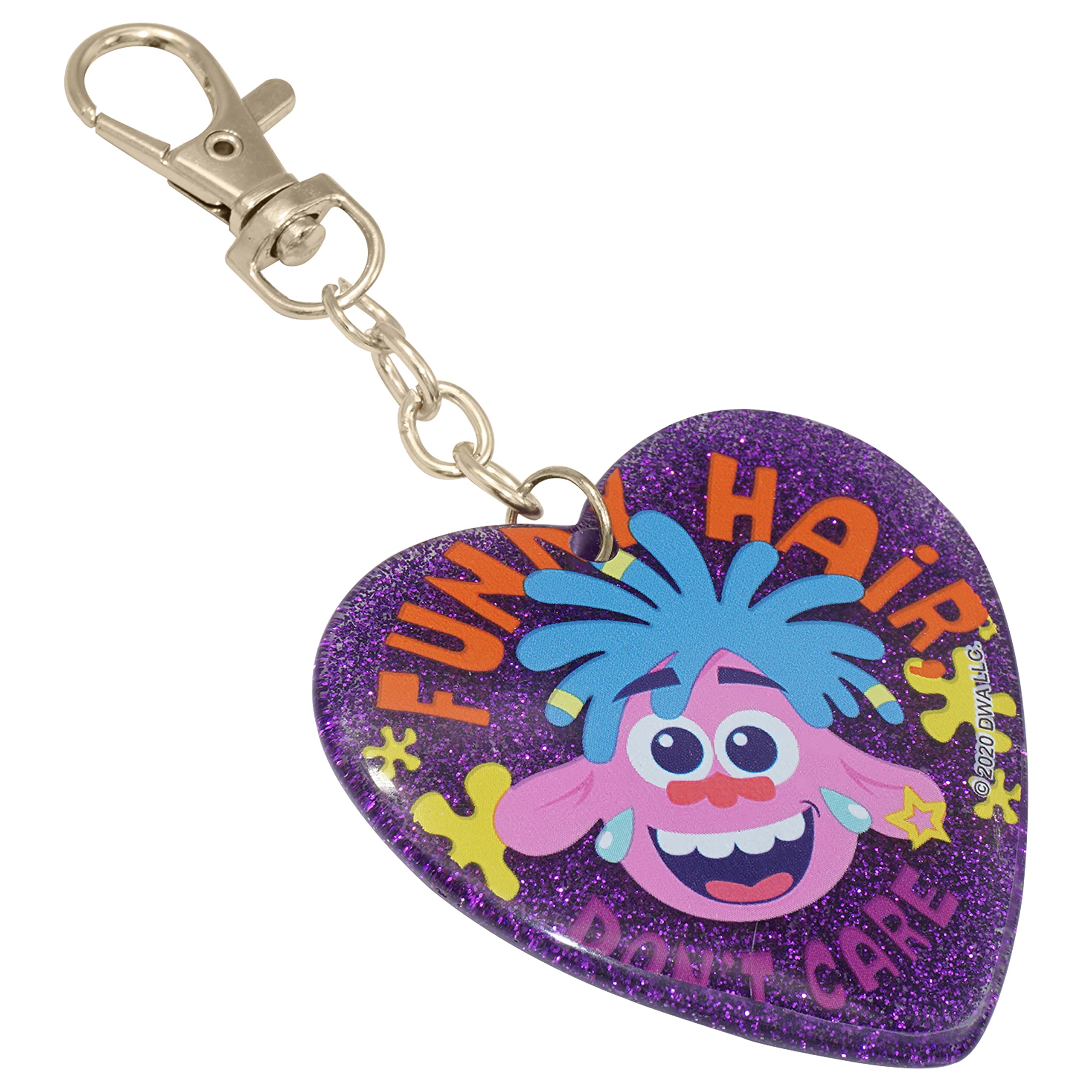 SRV Hub Disney Trolls Keyring with Glitter Color, Keychain Accessories, Party Favors for Girls, Stocking Stuffers Disney Key Chain Decorations for Children Kids Girls Birthday Gift Party Bag Fillers