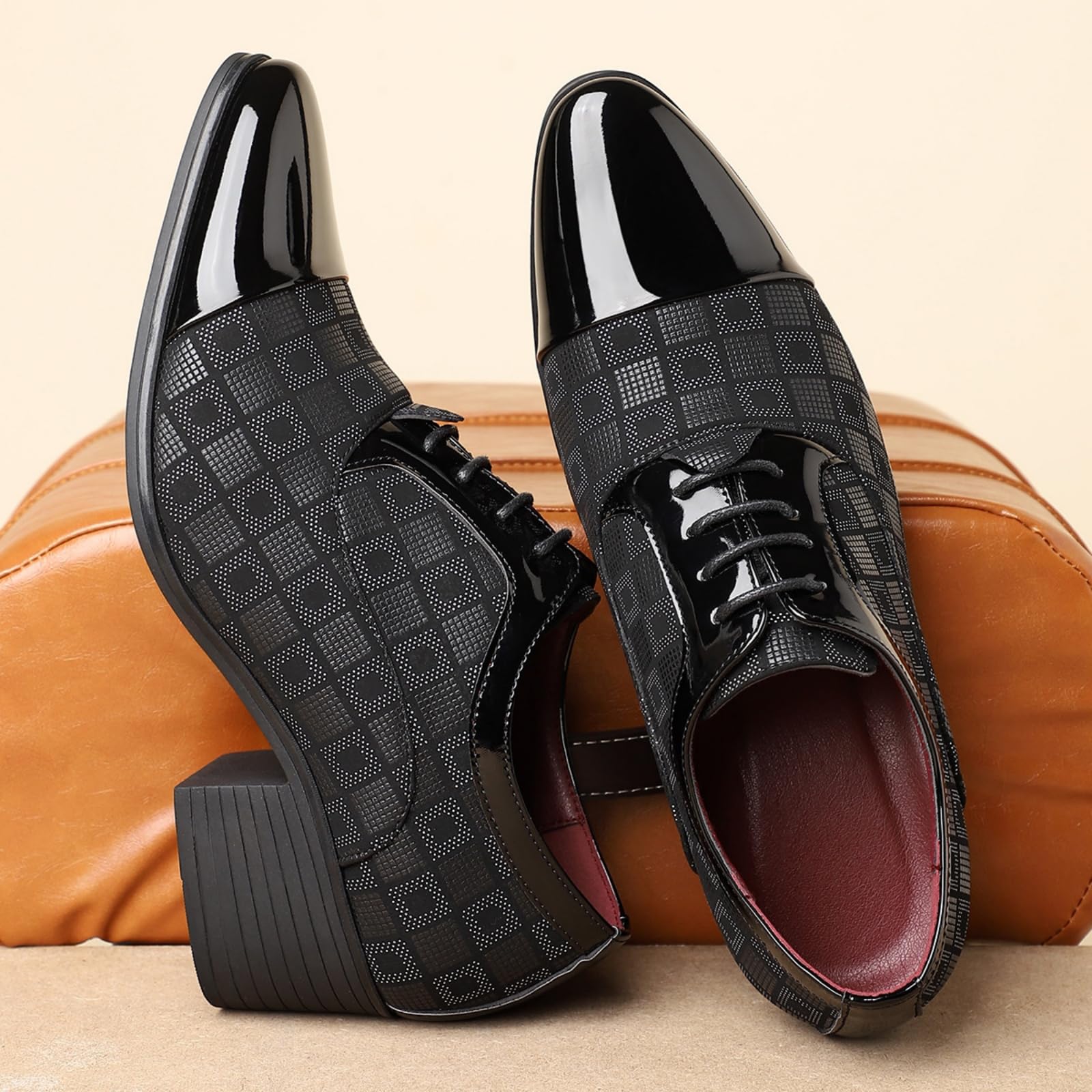Hixingo Scarpe Stringate Uomo in Pelle | Scarpe Eleganti da Abito comoda Design classico ideale per ufficio, lavoro, matrimoni, cerimonie ed eventi formali