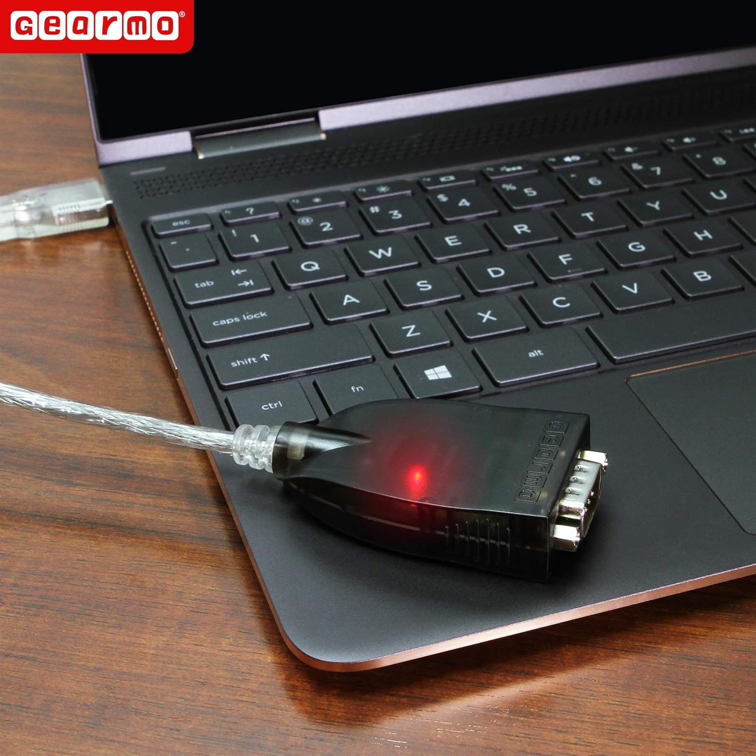 Gearmo USB to RS-232 Serial Adapter w/LED Indicators, FTDI Chipset, Cross-Platform Compatible, 36in Cable