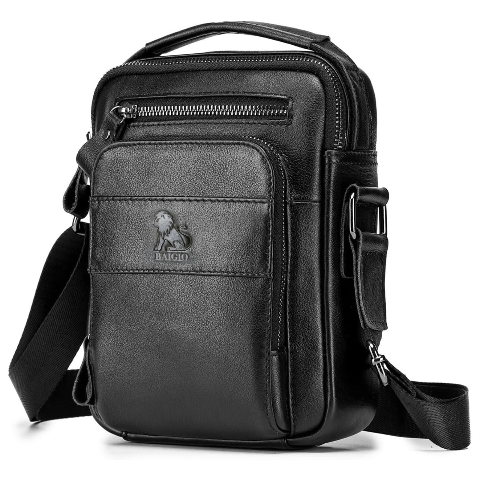 BAIGIO Sac à Bandoulière pour Hommes Petits Sacs en Cuir Vintage Sacs avec Poignée Sac à Main Pochette Besace pour Décontracté Affaires