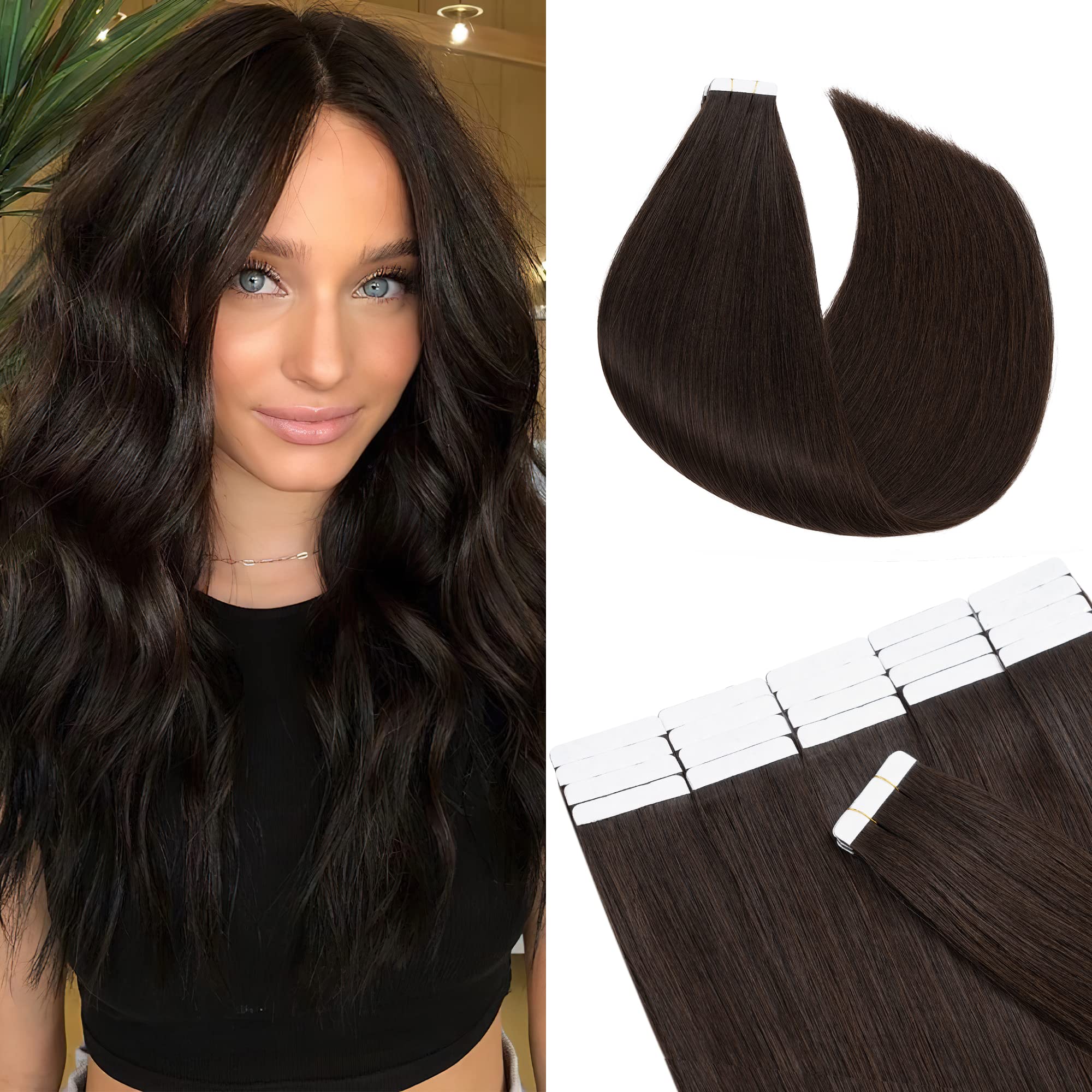 12"(30cm) SEGO 10PCS Extensiones Adhesivas Naturales Pelo Humano sin Clip [#4/27 Castaño Chocolate/Rubio Oscuro] Cabello 100% Remy Liso Balayage Tape in Human Hair (20g) — view 13
