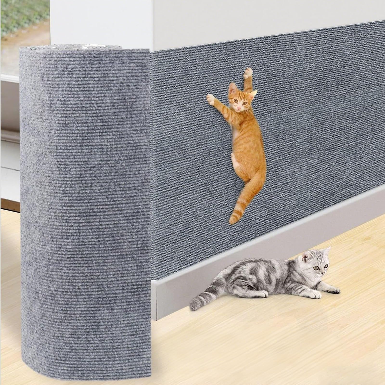 Kratzmatte für Katzen, 200 x 40 cm, Selbstklebende Teppichmatte, zuschneidbar, Kratz-Möbelschutz, Ersatz für Kratzbaum, Regale, Couch, Möbel, DIY-Schutz