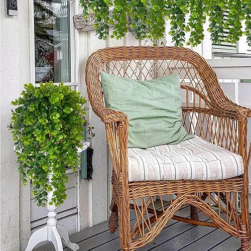 Miniatura 6 de 4 piezas de plantas artificiales colgantes artificiales de helecho boston, plantas colgantes falsas de plástico, vegetación de hiedra, para pared,