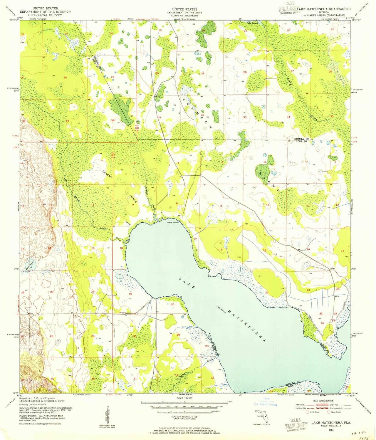 YellowMaps Lake Hatchineha FL topo map, 124000 Scale, 7.5