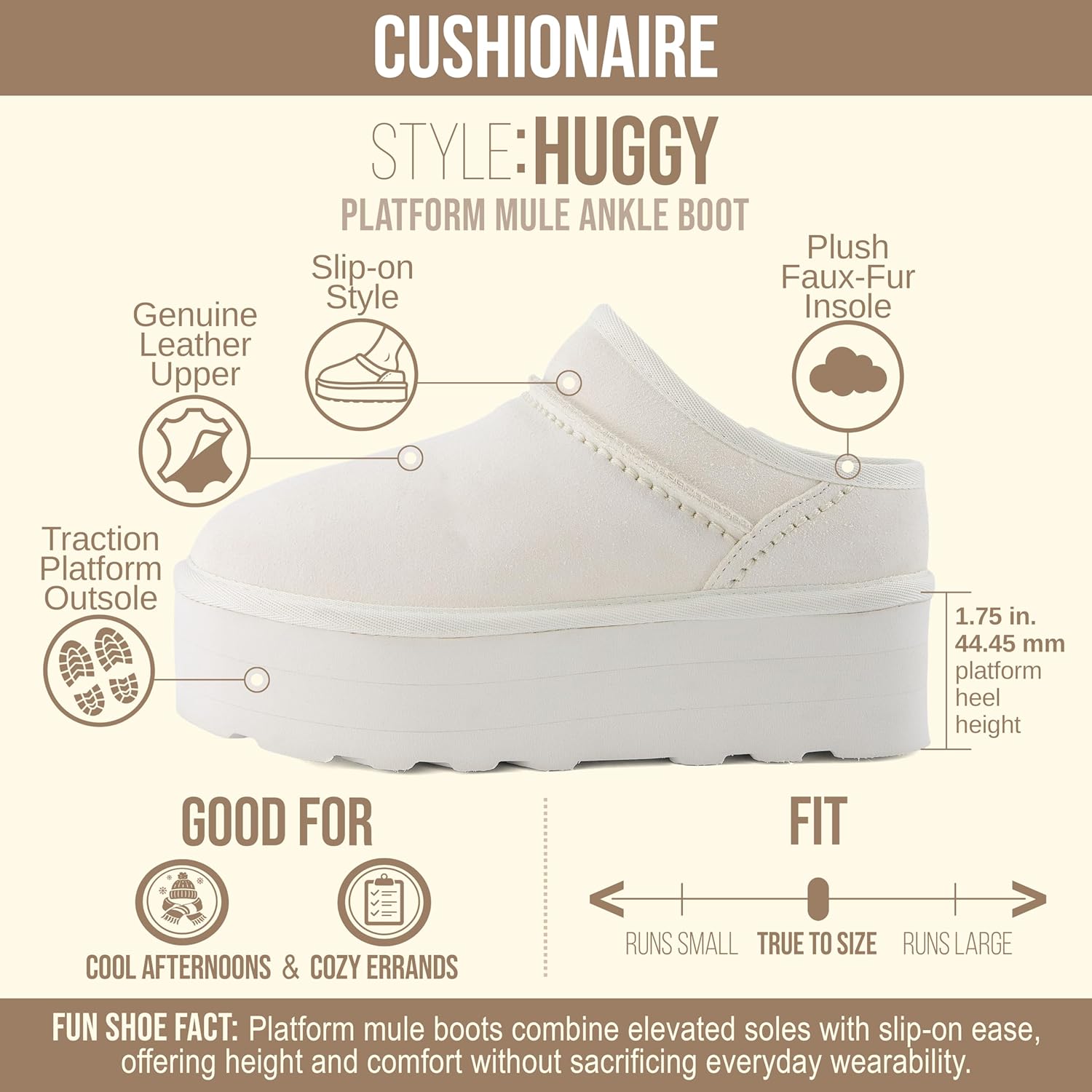 CUSHIONAIRE Huggy-2 Platform Slippers for Women, Cozy Genuine Suede Slip-On Ankle Boots for Indoor Outdoor Wear, Womens Slippers - Image 4
