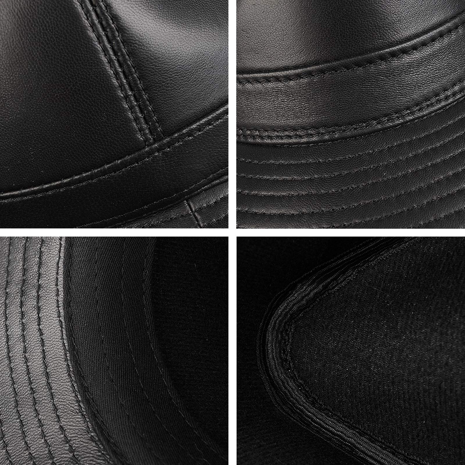 Sombreros de invierno, Hombres Sheeepskin Fedora Trilby Hat Jazz Cap Cuero Black Fiesta Bowler Casual Big Brim Gentleman Sombreros