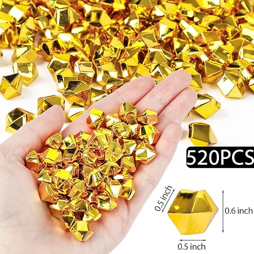 Miniatura 2 de DomeStar 520 piezas de rocas de hielo de oro falsas, 0.5 pulgadas de hielo acrílico dorado falso de plástico para jarrones, rellenos de mesa,