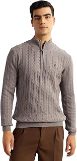 Men's | Regular Fit | Long Sleeves | Mock Collar | 100% Cotton | Dry Clean | Cable Knit | Knitted | Pullover Sweater