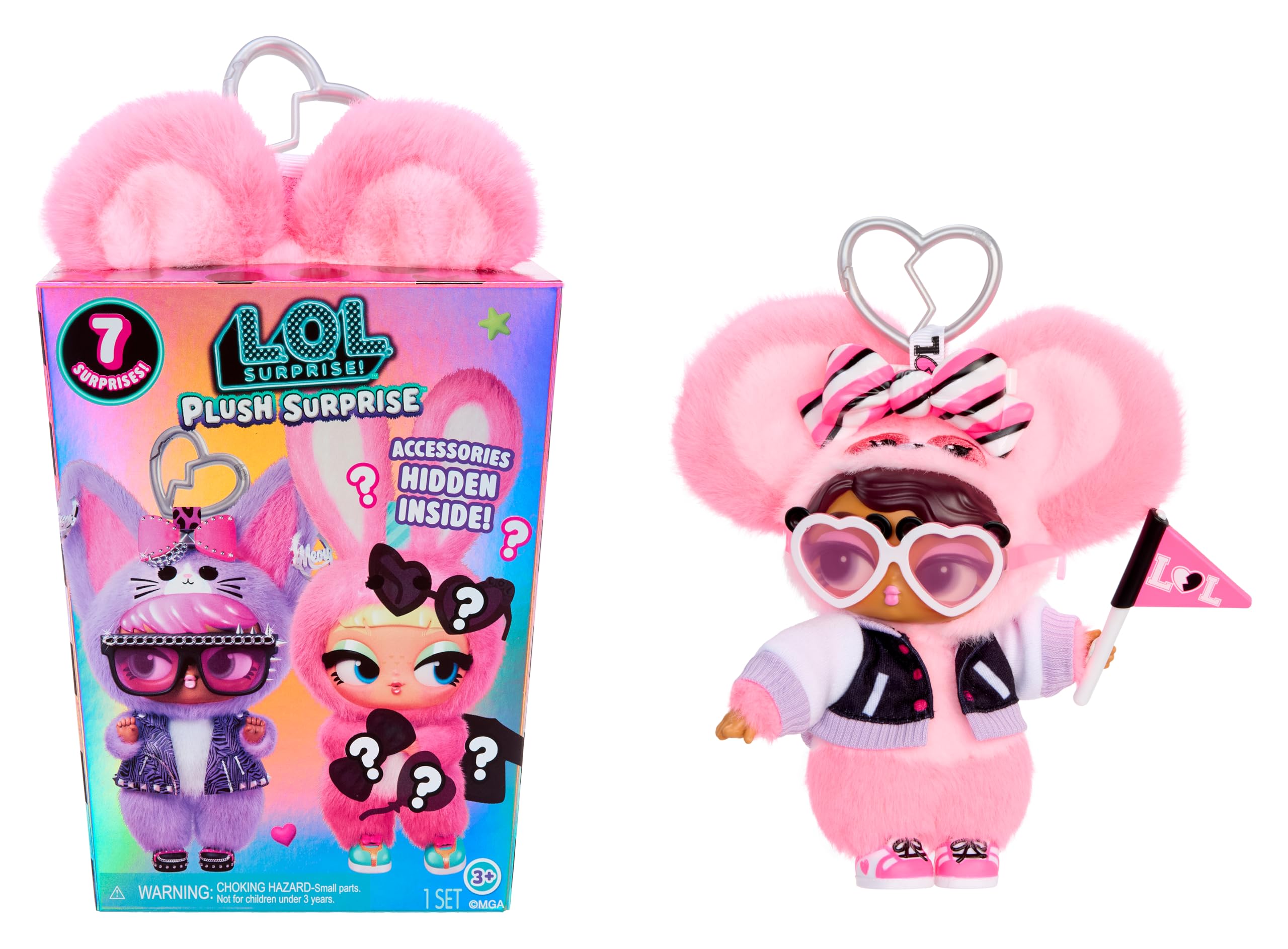 L.O.L. Surprise! Postać Plush Surprise — zestaw zawiera 7 elementów, kolekcjonerska pluszowa zabawka z breloczkiem, 6 wzorów do zebrania, odpowiednia dla dzieci od 4. roku życia
