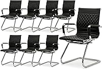 Vista 16 de VESCASA Sillas de oficina para invitados con respaldo de diseño de rejilla rómbica, sillas de recepción de piel sintética con brazos para sala