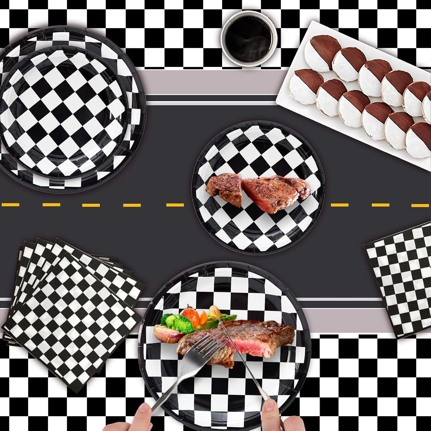 180Pcs Race Car Party Supplies Paper Plates and Napkins Serve 60 Disposable Tableware Set for Birthday Party Decorations Game Day Family Holiday Sports Events - Image 9